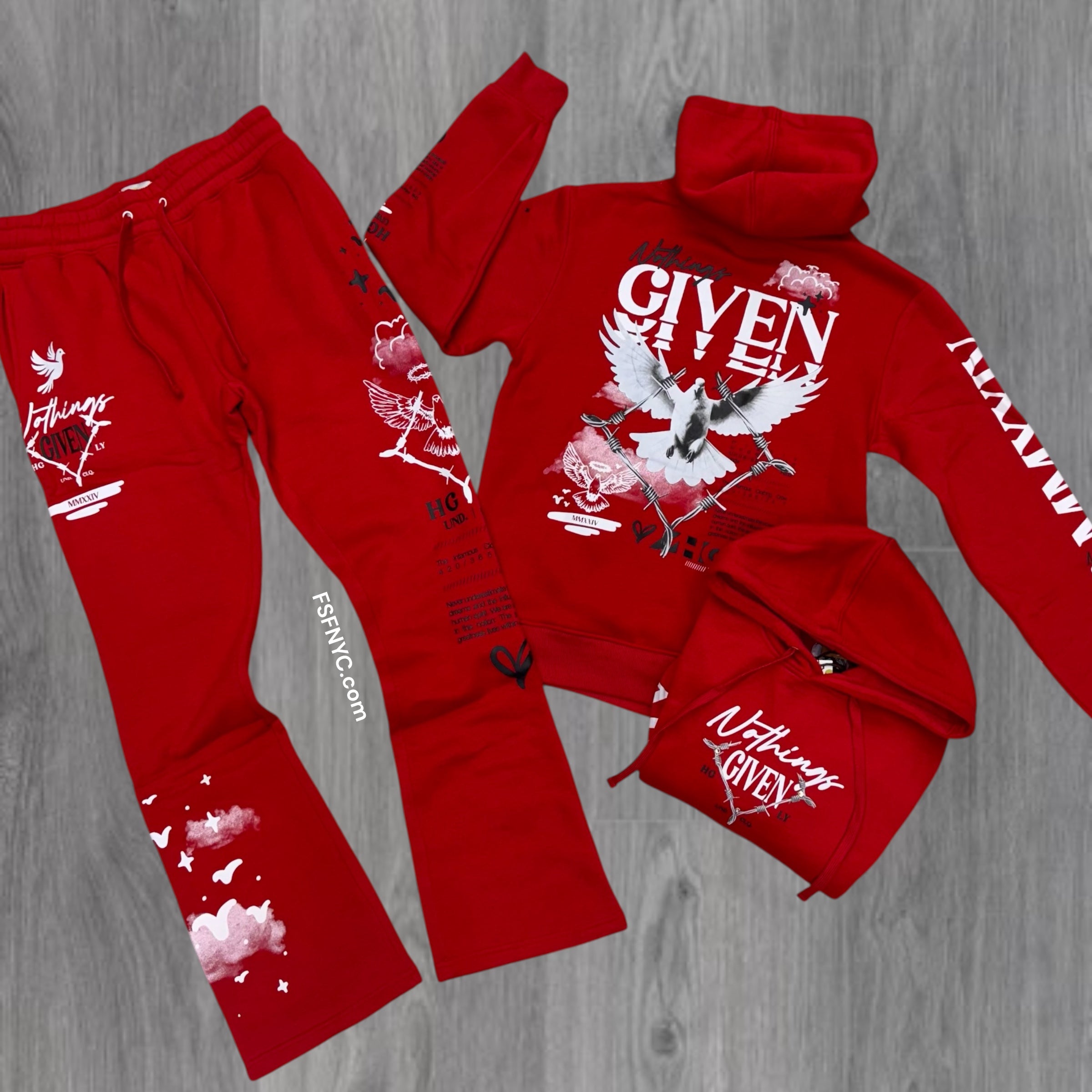UNDRTD - Stacked Highly Given Sweat Suit - RED - UF5601