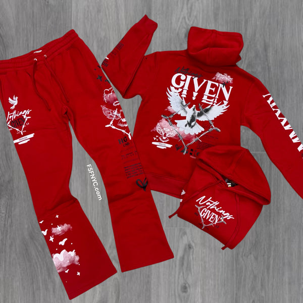 【Ameri】ONE THOUSAND AND ONE NIGHT SWEAT UNDRTD - Stacked Highly Given Sweat Suit - RED - UF5601