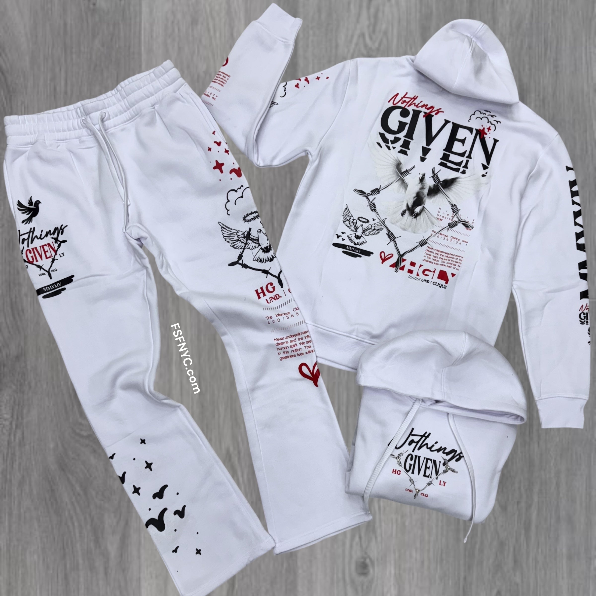 UNDRTD - Stacked Highly Given Sweat Suit - White - UF5601