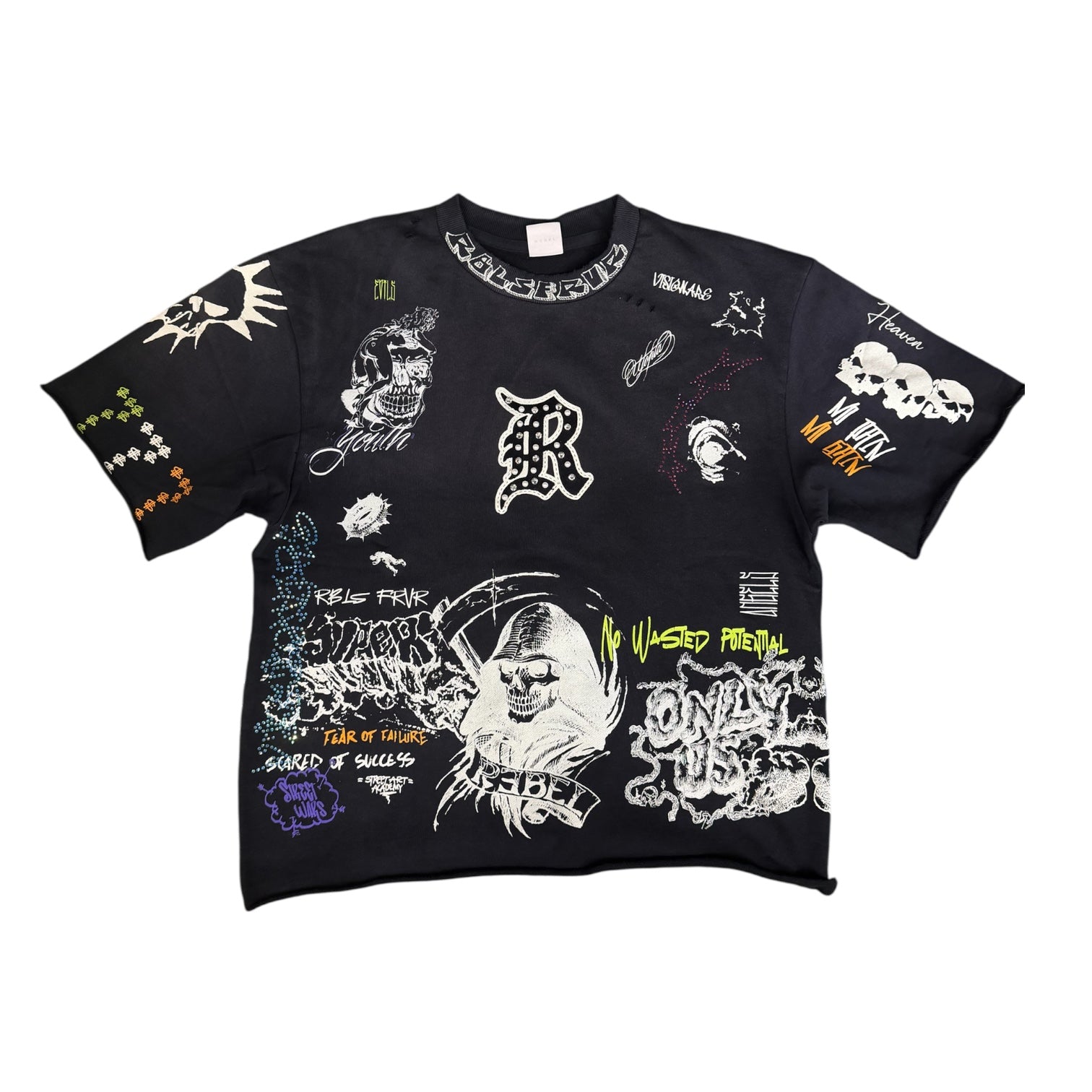 R - Fear Oversized T-shirt - Black  - 31101