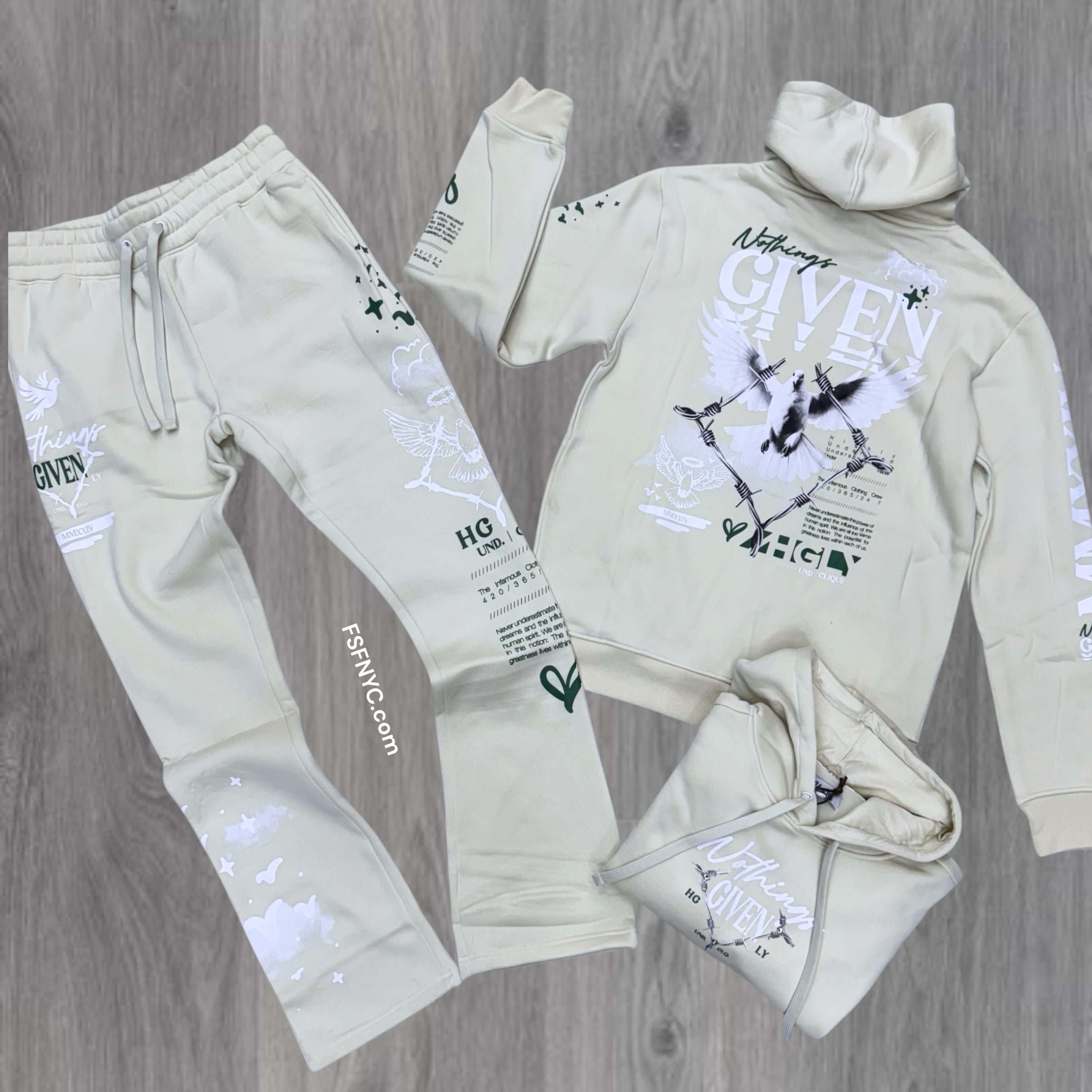 UNDRTD - Stacked Highly Given Sweat Suit - Jade - UF5601