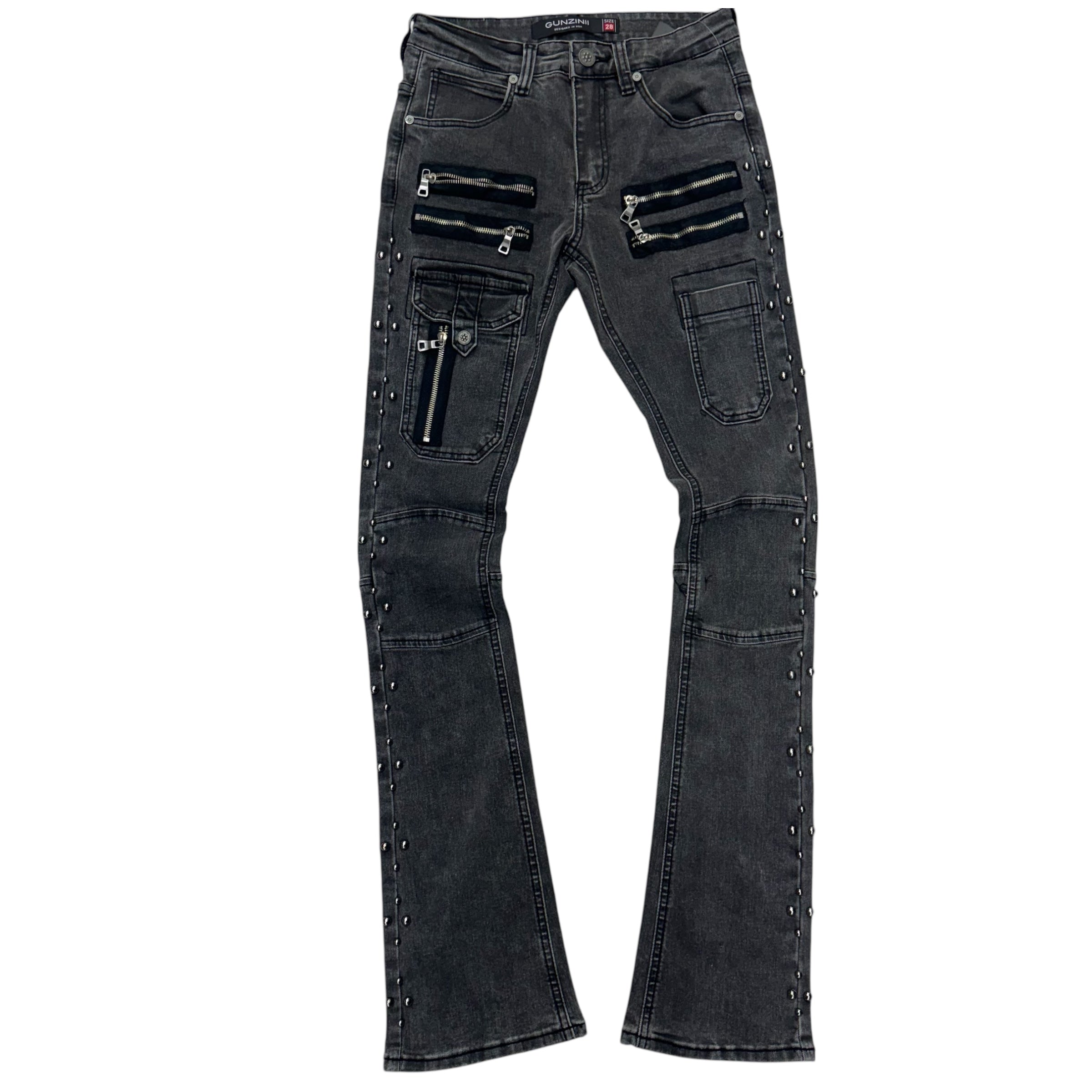 Gunzinii Stacked Studded denim Charcoal Grey GZ593