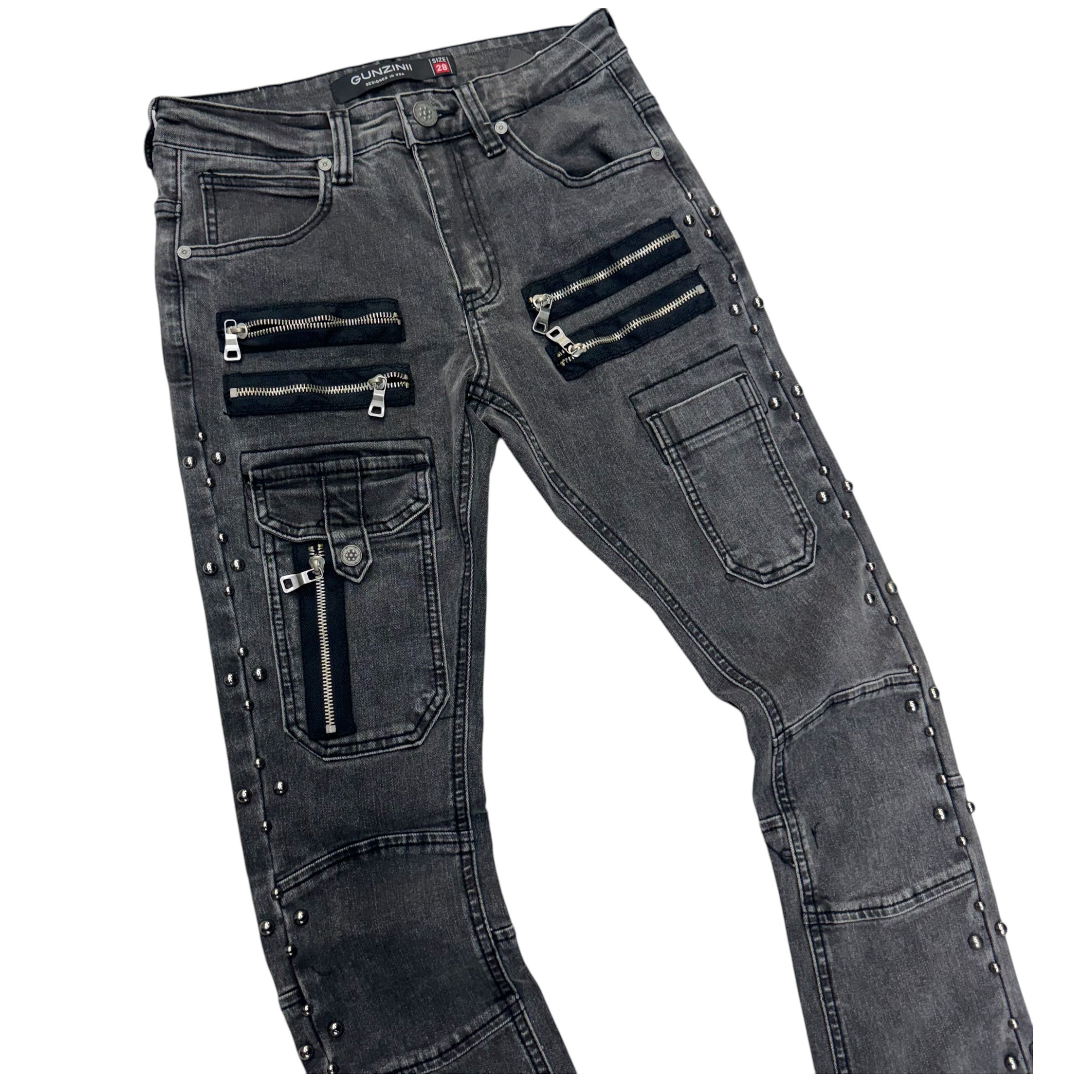 Gunzinii Stacked Studded denim Charcoal Grey GZ593