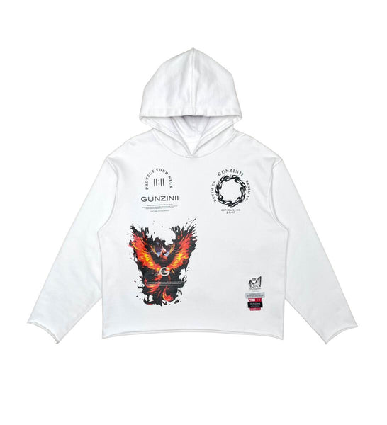 Gunzinii - Phoenix Cut off Hoodie - White - GZ328 Z