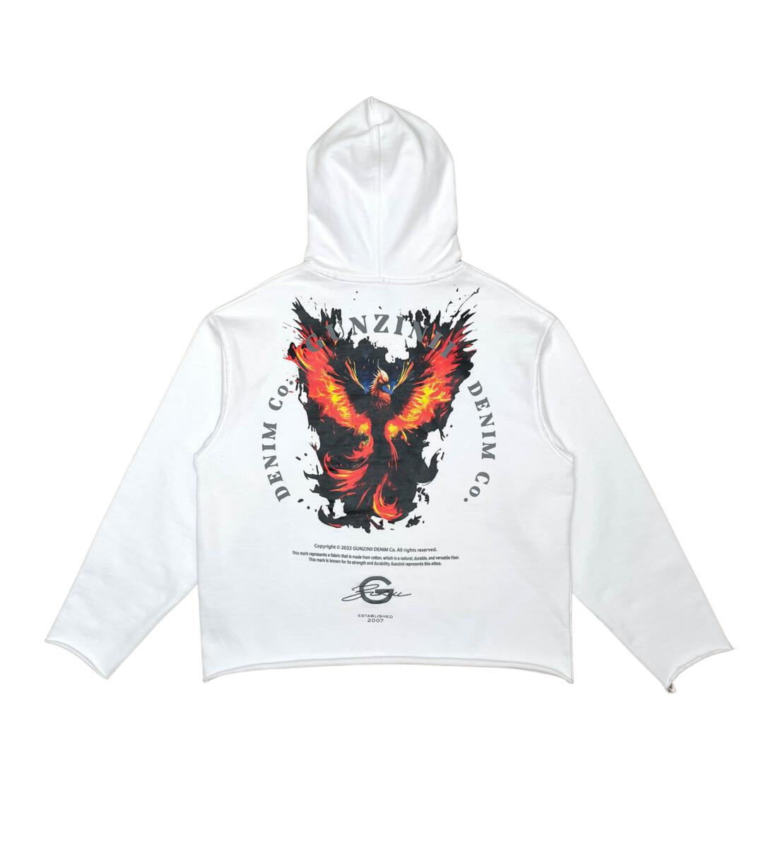 Gunzinii - Phoenix Cut off Hoodie - White - GZ328
