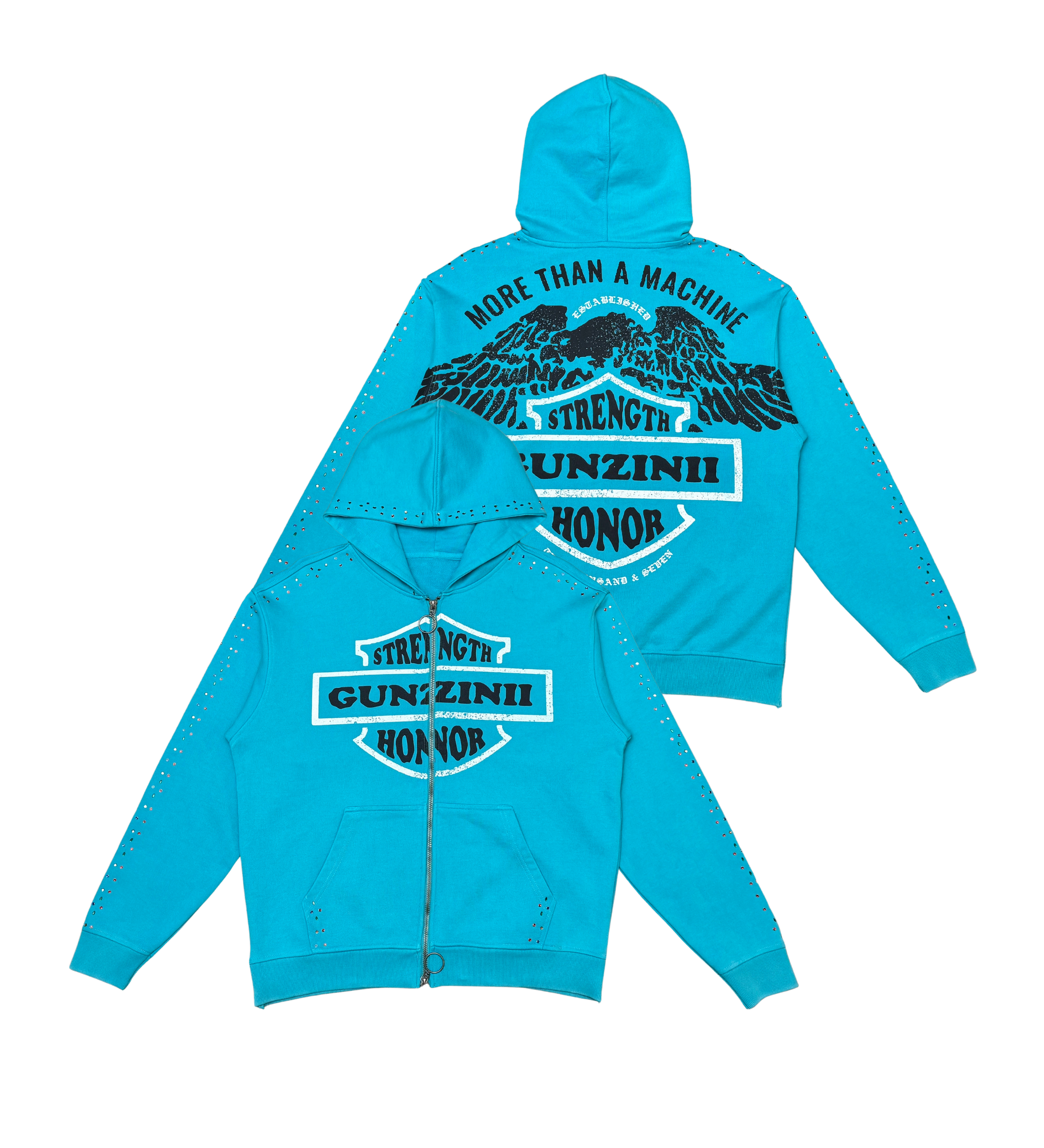 Gunzinii - Strength & Honor Zip Hoodie - TEAL - GZ501