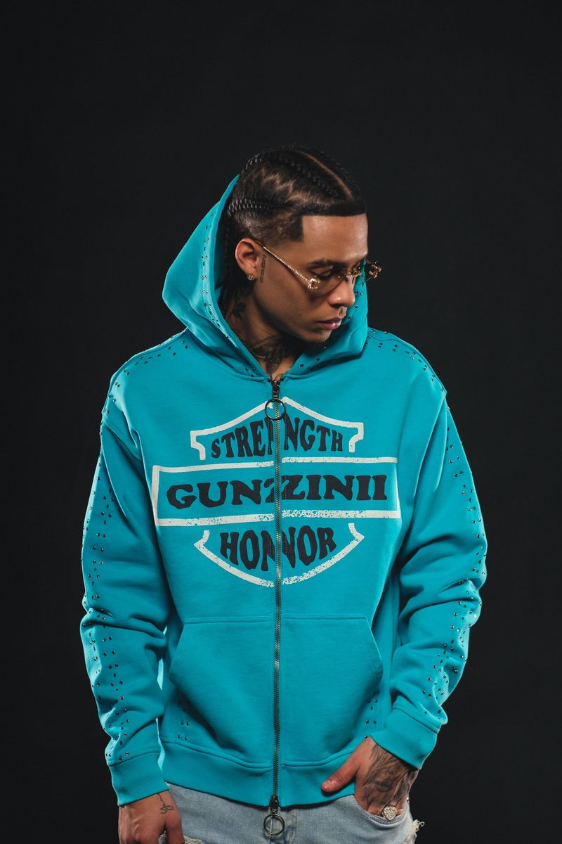 Gunzinii - Strength & Honor Zip Hoodie - TEAL - GZ501