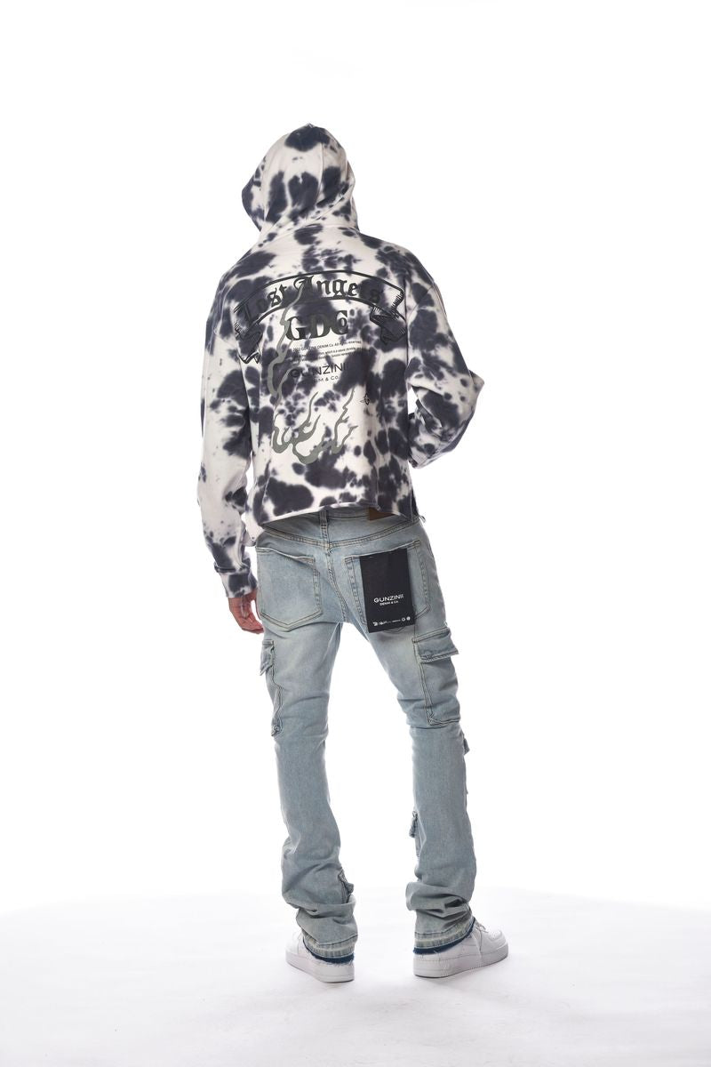 Gunzinii - Lost Angels Tye Dye Cut off Hoodie - Grey - GZ382