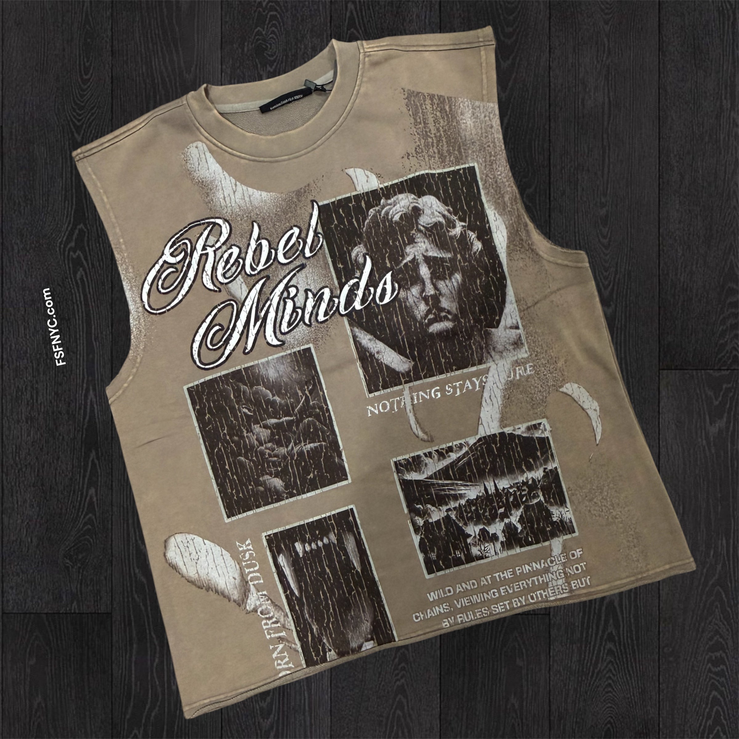 Dust Born Sleeveless Tee - Taupe - 11023