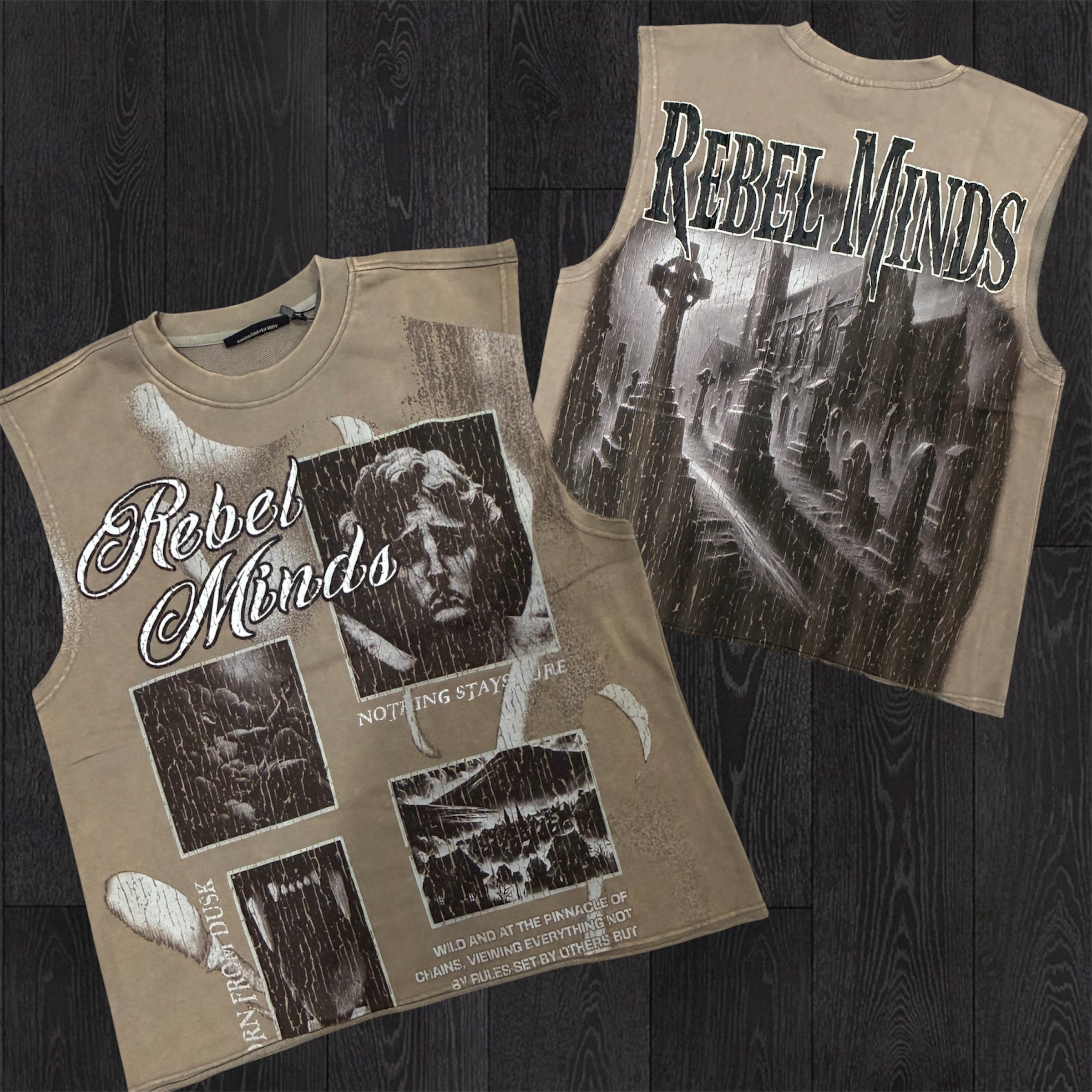 Dust Born Sleeveless Tee - Taupe - 11023