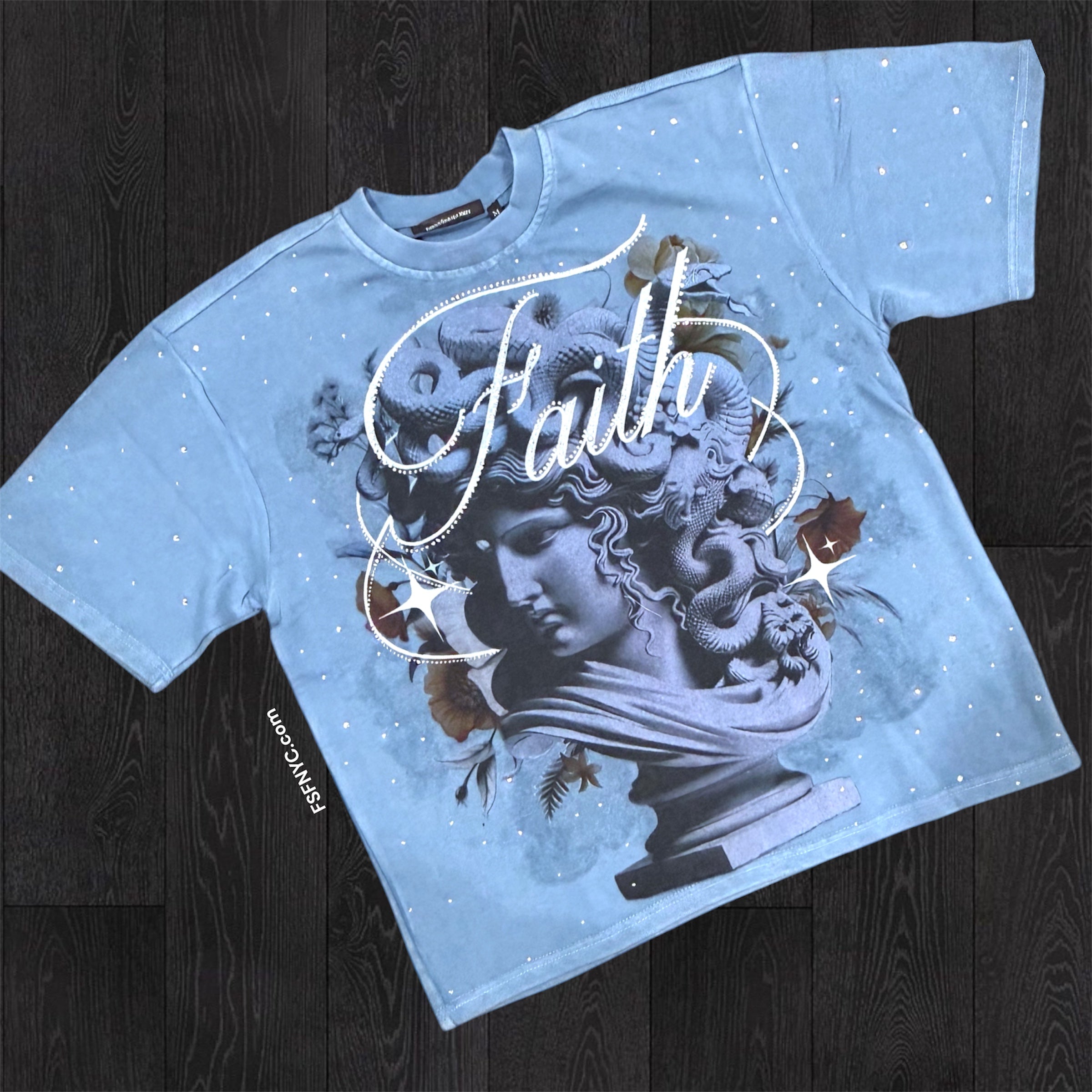 Rebel - Faith Medusa Tee - Ash Blue - 11196