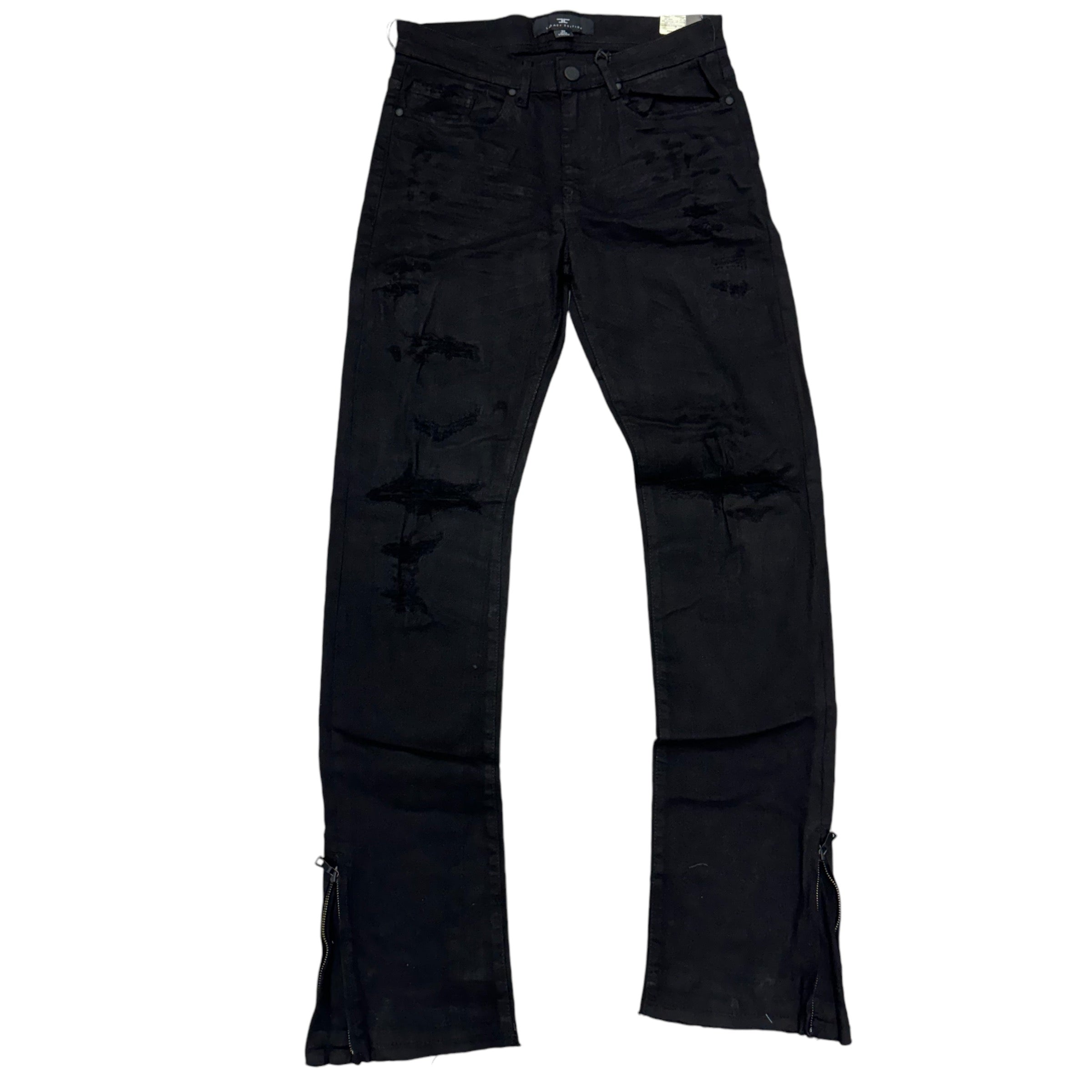 JC stacked/Slim w Bottom Zipper Denim Black JSF1260A