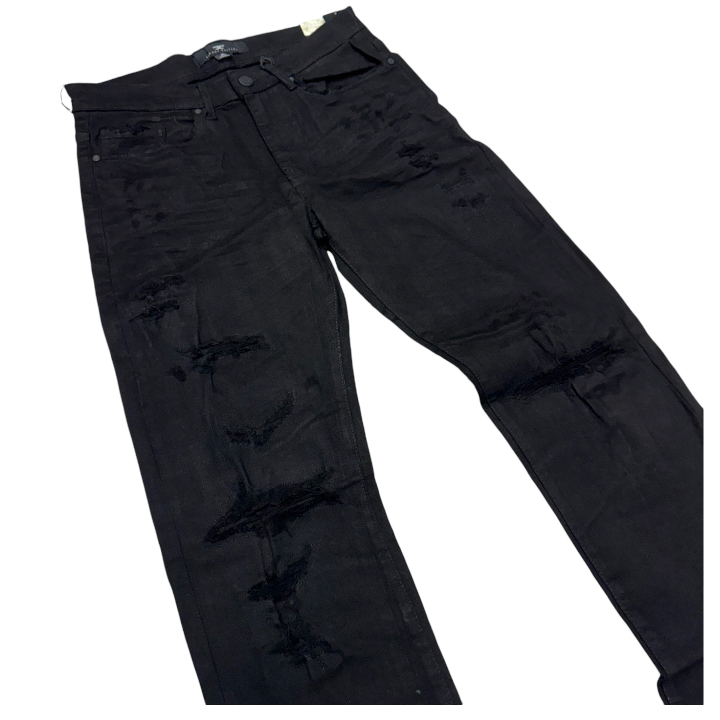 JC stacked/Slim w Bottom Zipper Denim Black JSF1260A