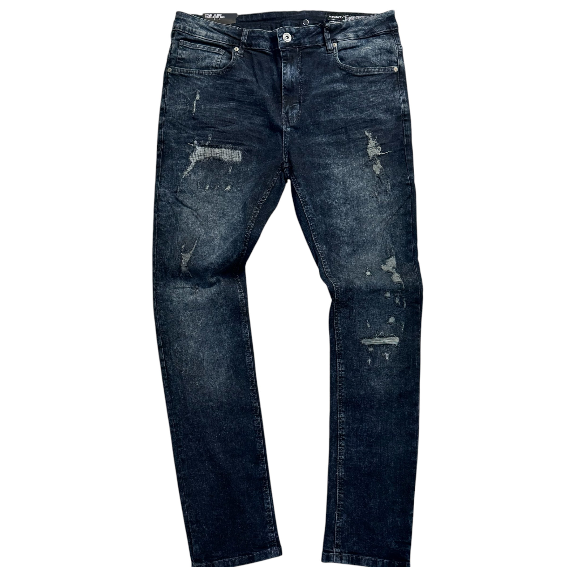 Mischief Distress Skinny Denim Dust Blue 80351 j