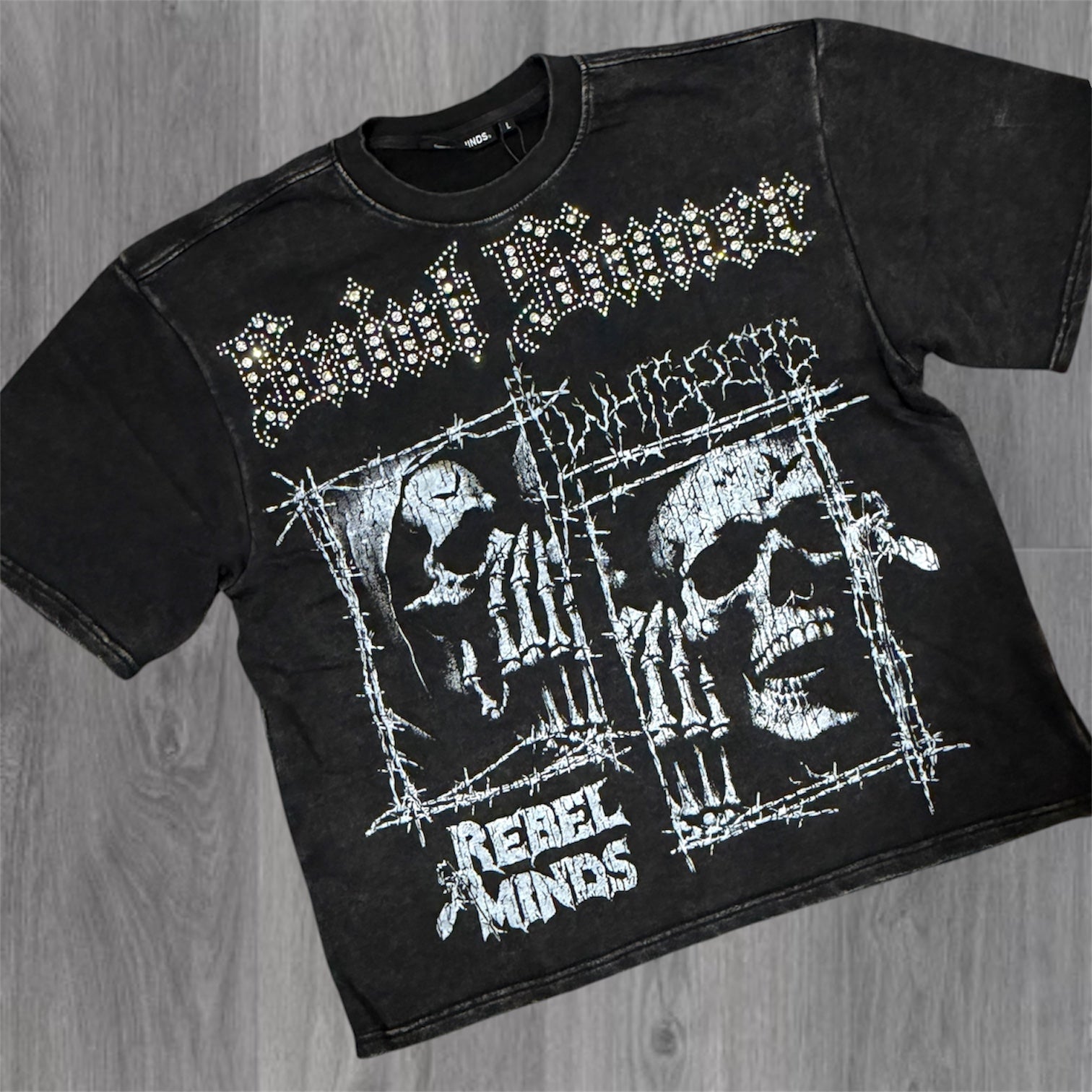 Whispers Rhinestone T-shirt - Black - 11129