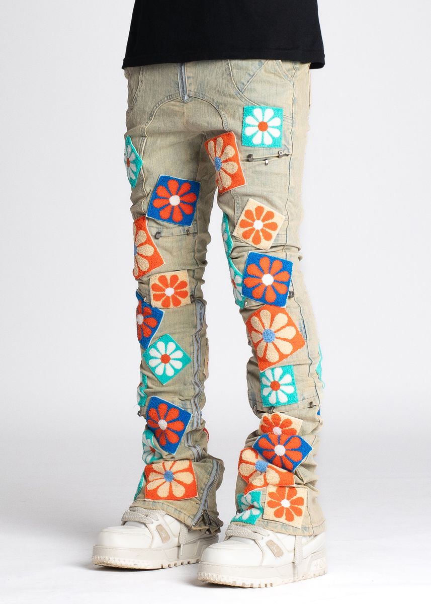 Guapi Stacked Vintage Flowers Denim