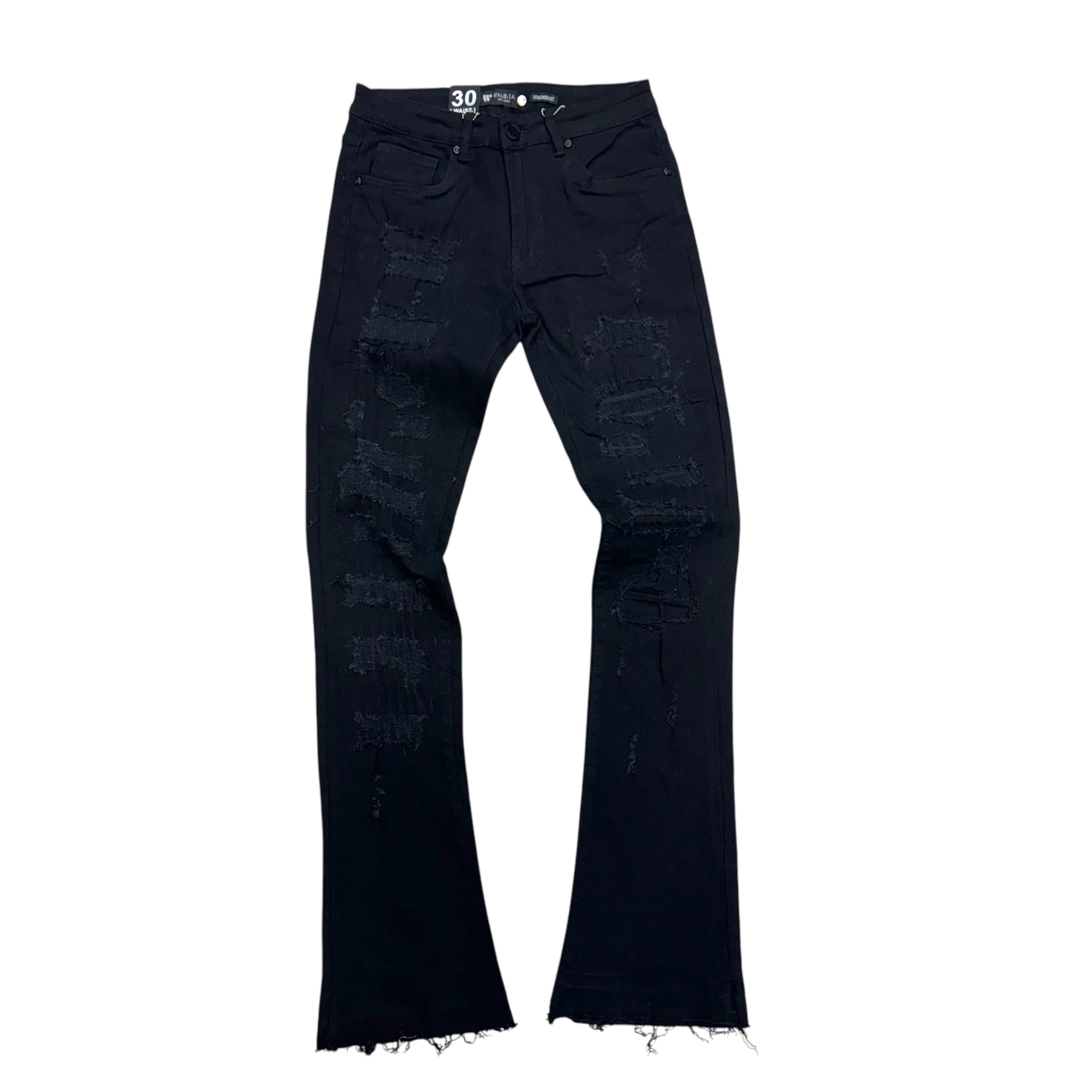 Waimea Stacked Distress All over Denim  Jet Black M8196 Black