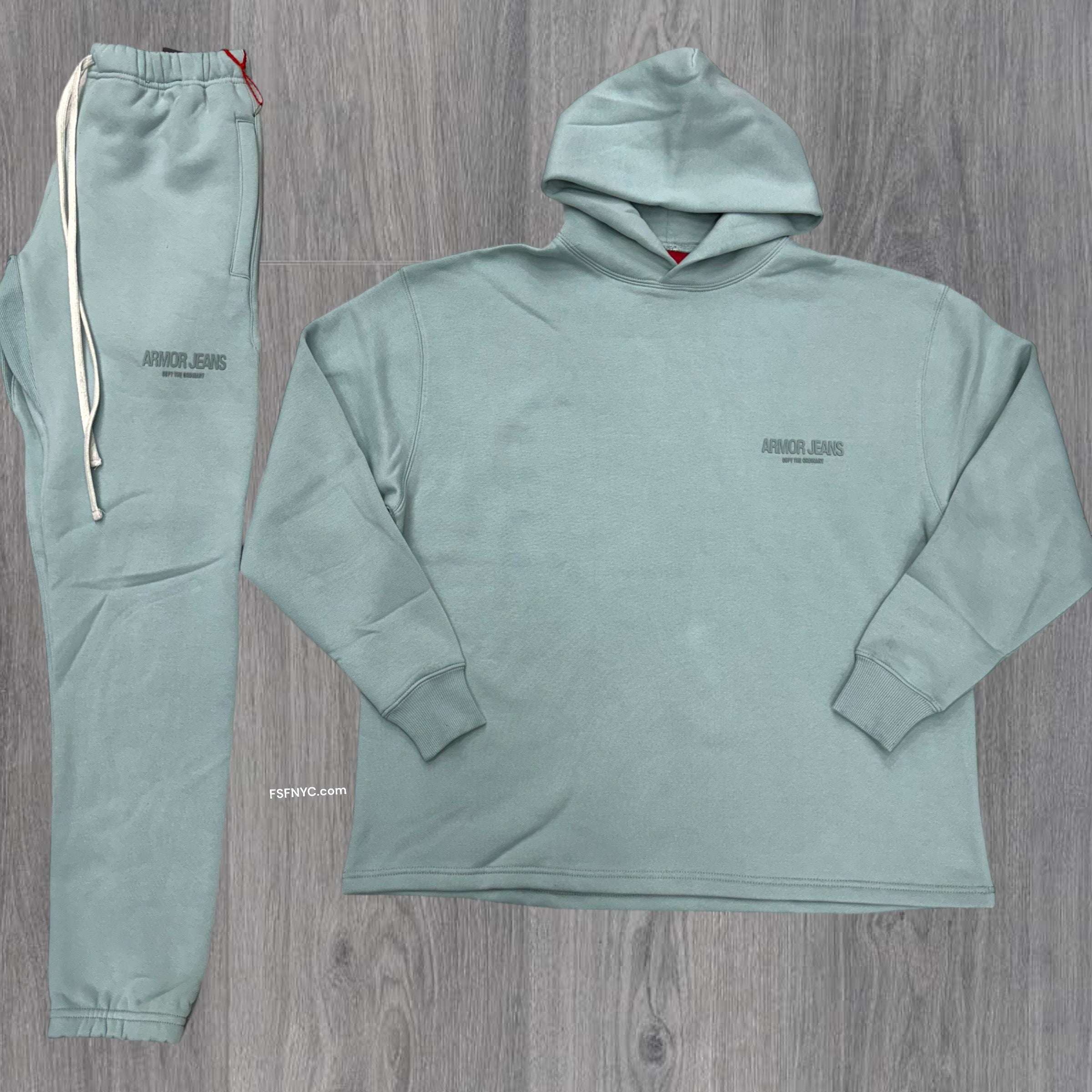 Oversize Hood w Jogger Sweats set Light Teal 713