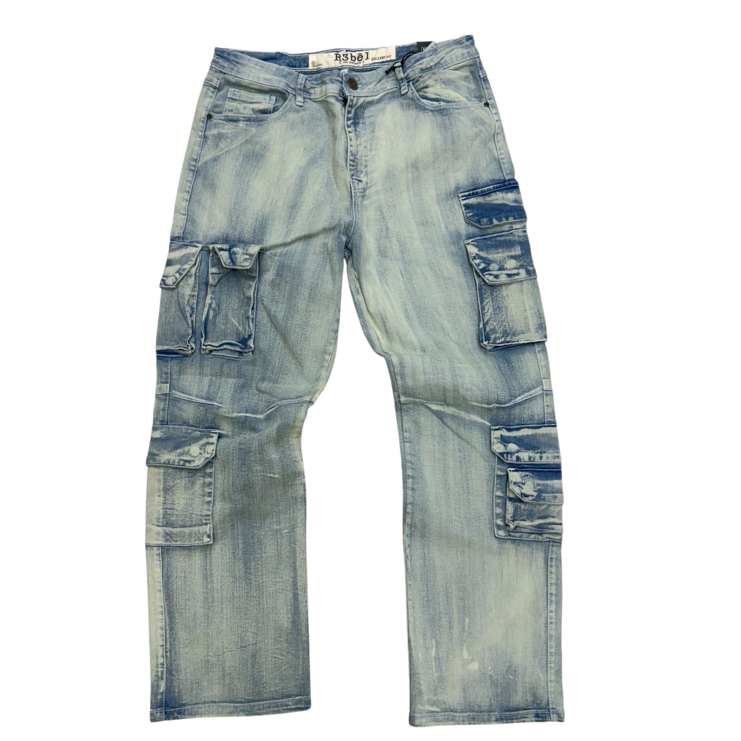 Rebel baggy cargo jeans  lt indgo  642