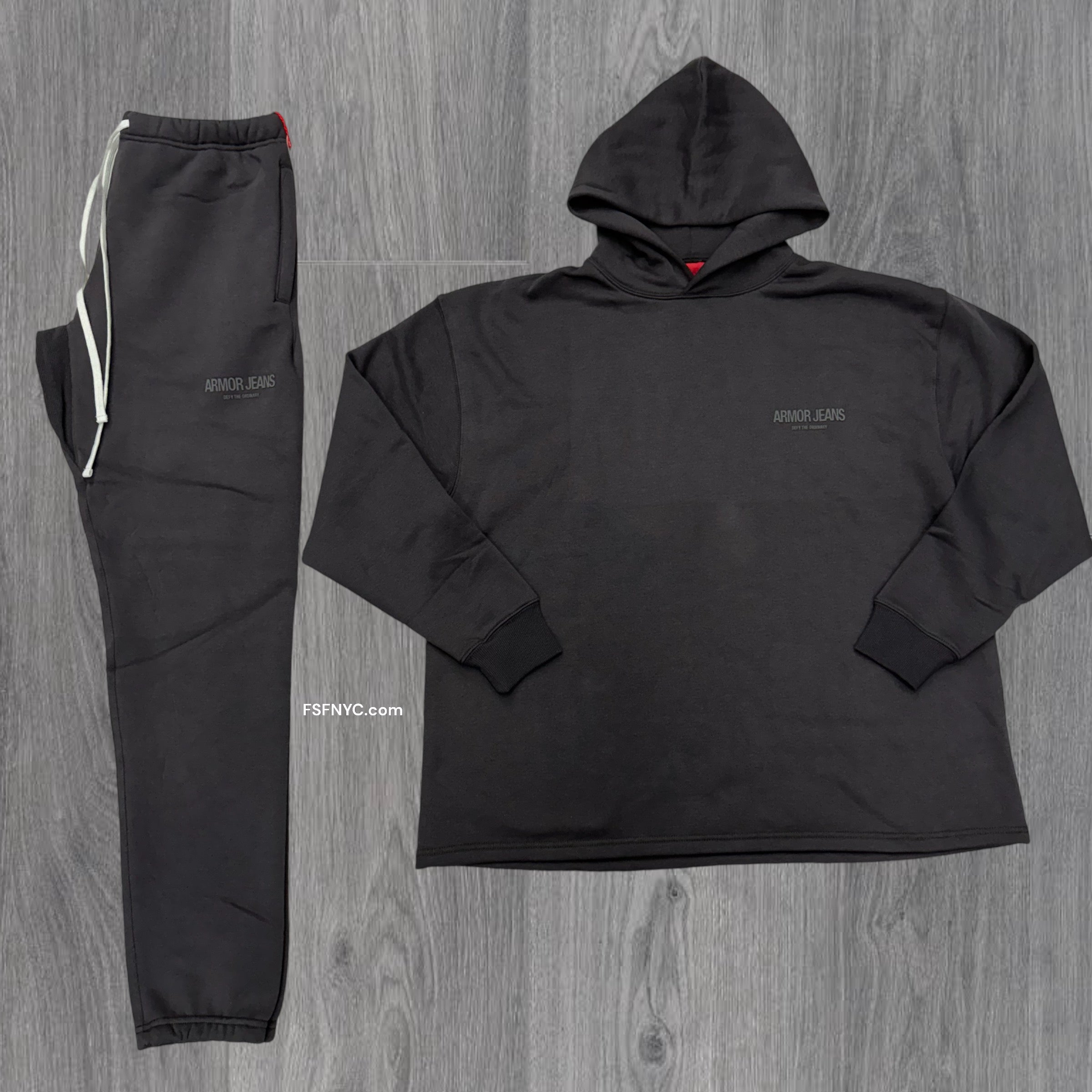 Oversize Hood w Jogger Sweats Set Dark Charcoal 713