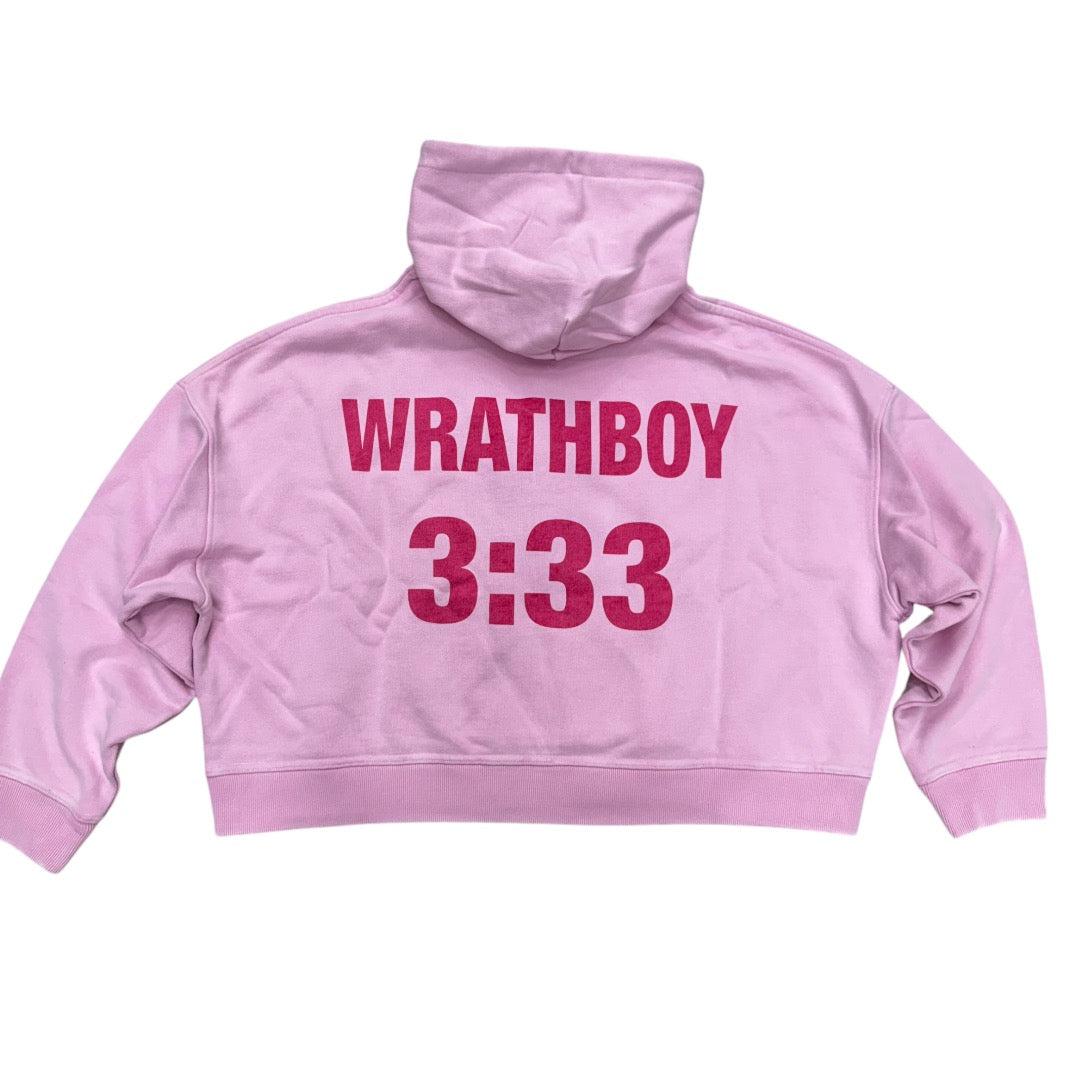 WrathBoy Oversize Crop 3:33 Hoodie Pink 080