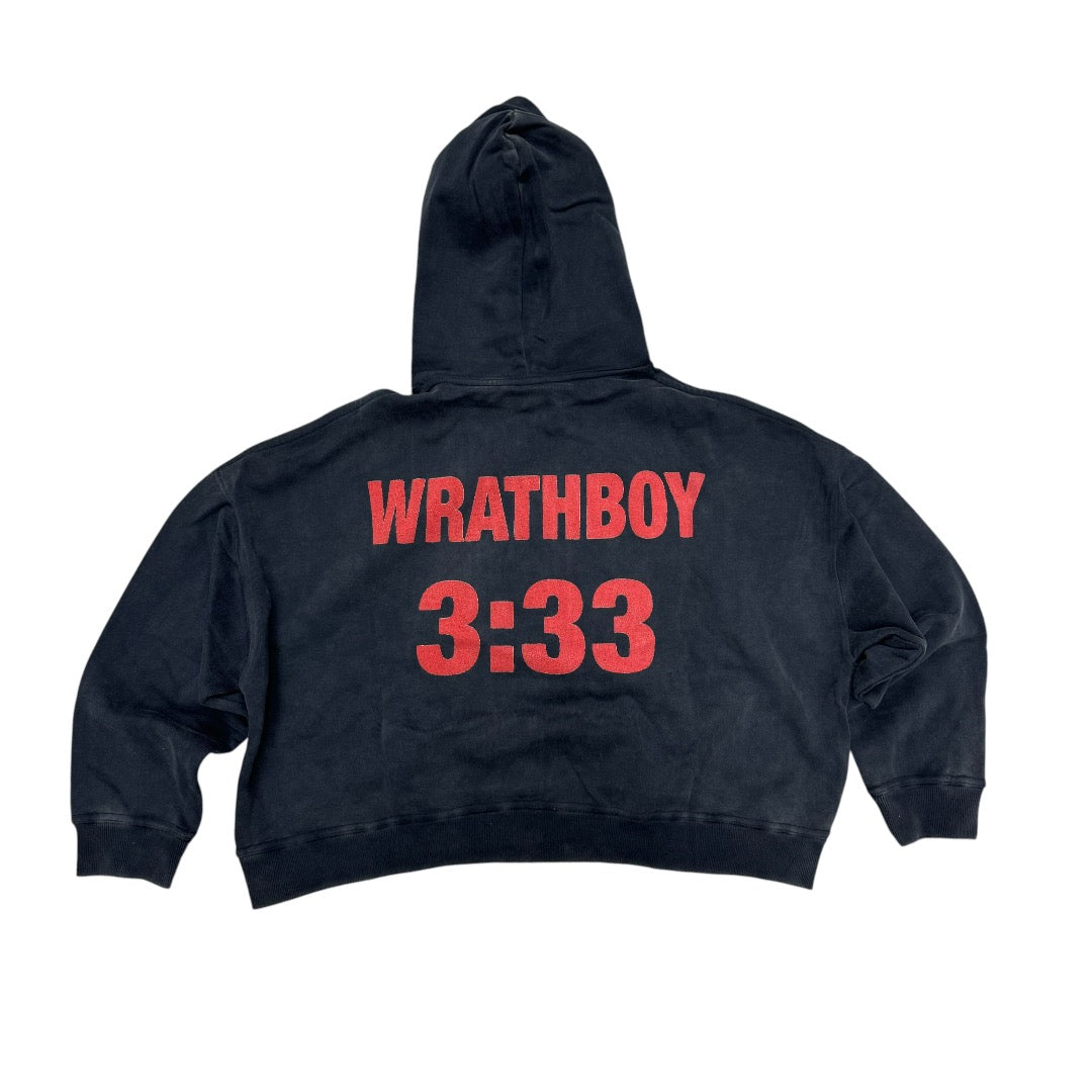 WrathBoy Oversize Crop 3:33 Hoodie Black 080