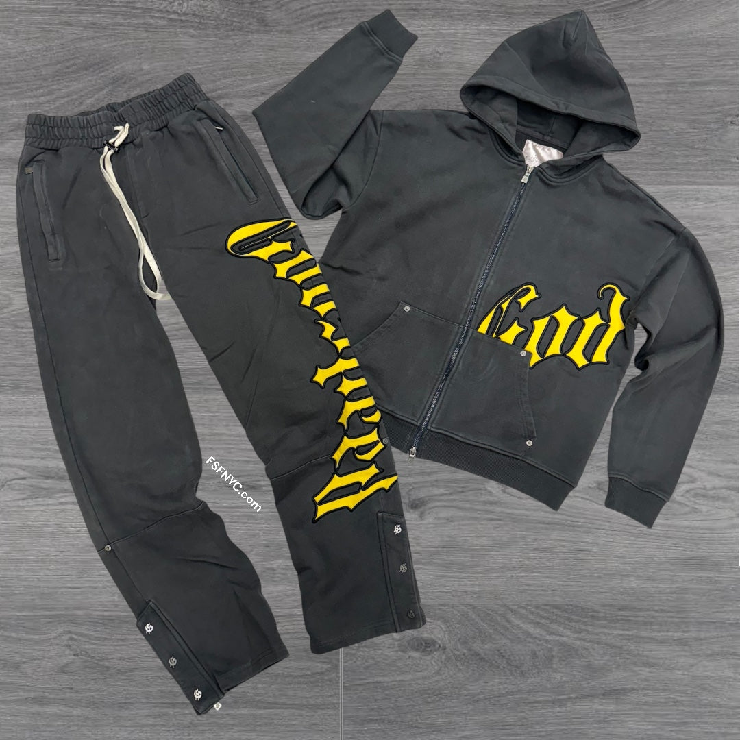 GodSpeed OG Logo SweatSuit charcoal Yellow