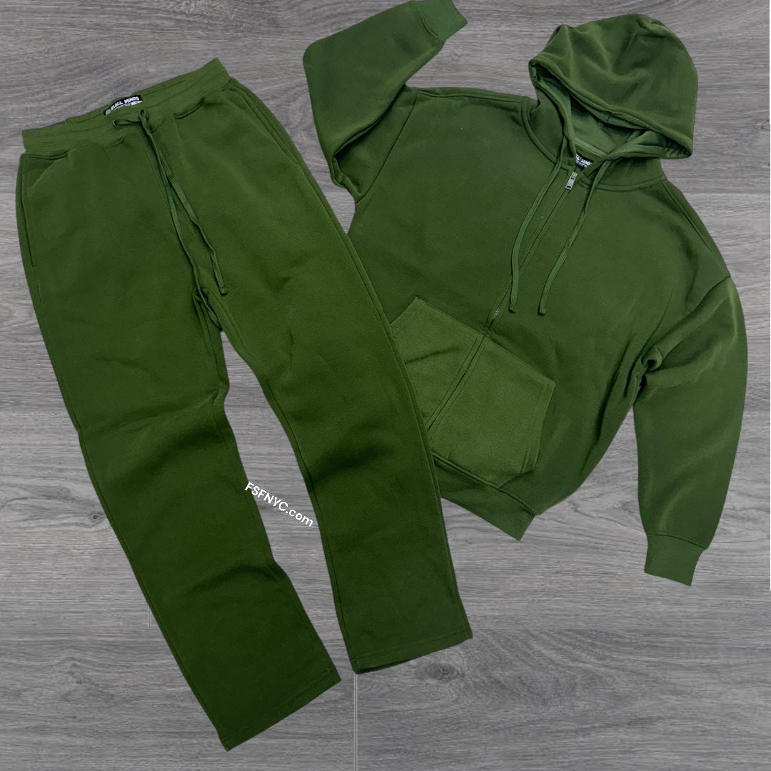 Rebel Straight Fit Zip Up SweatSuit  Olive 477 577