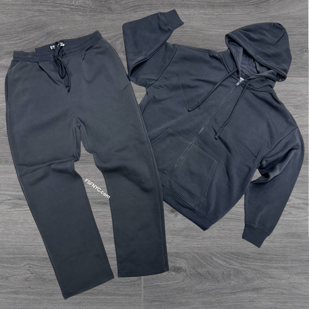 Rebel Plain Zip Up SweatSuit  Charcoal 477 577