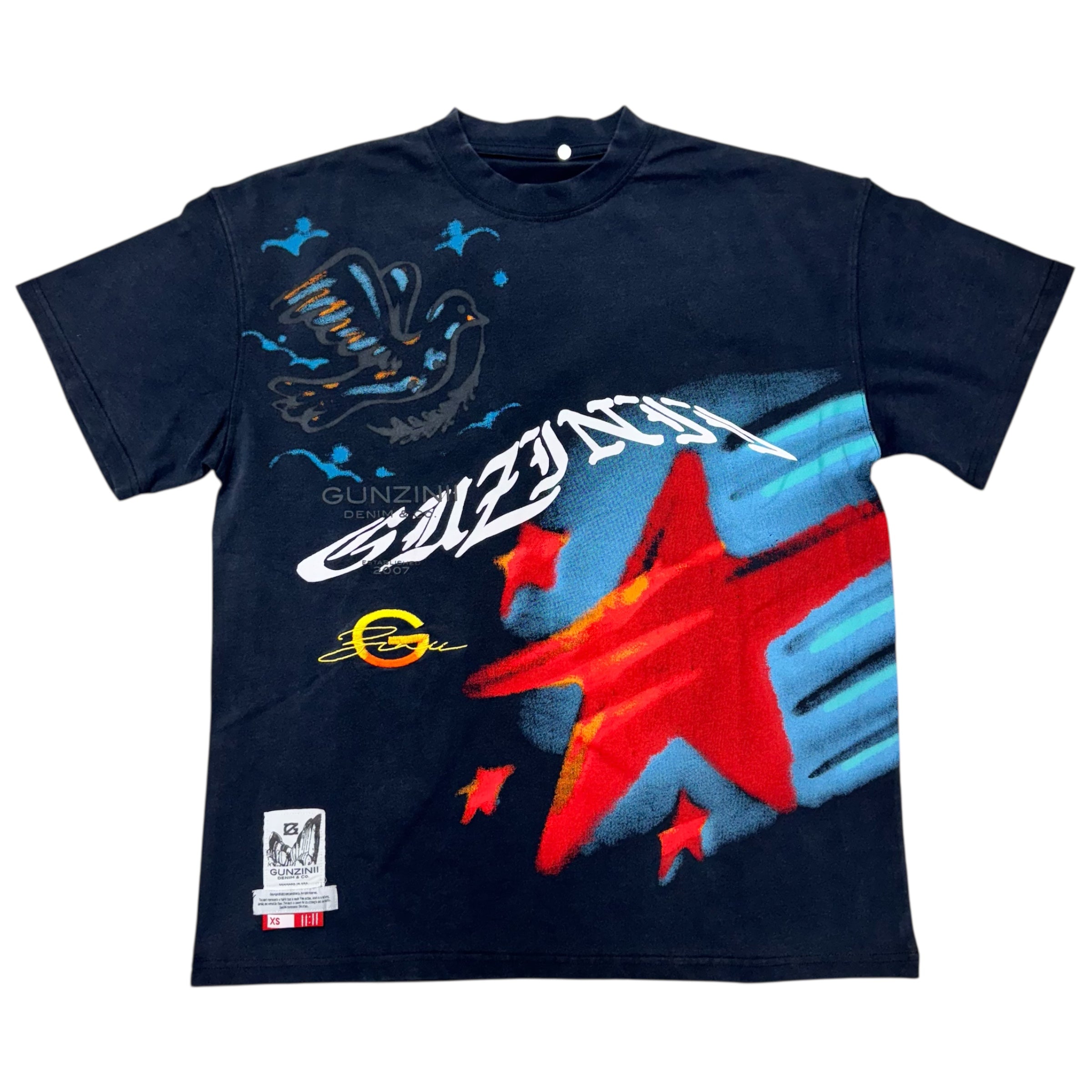 Gunzinii Heart Vintage T-shirt Black GZ570