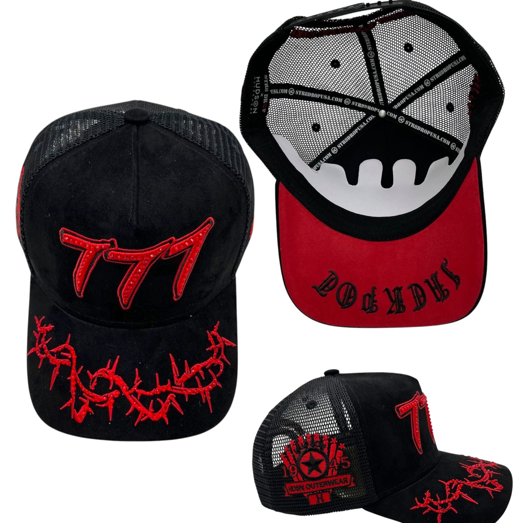 Hudson - “Chains”  777 Trucker hat - Black/Red V2