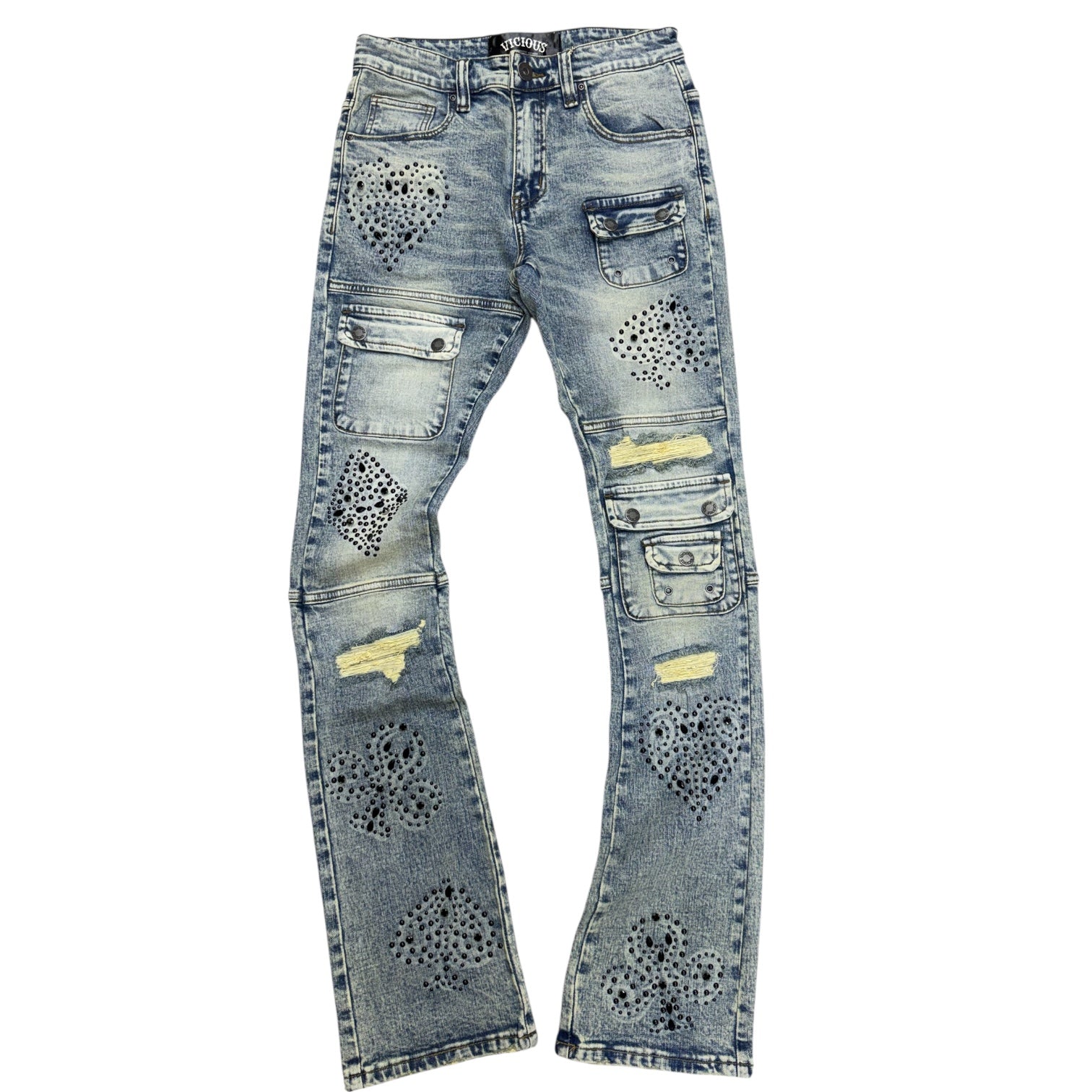 Vicious - Cargo lucky Seven Flare Denim   - Mud - VC1020 zi