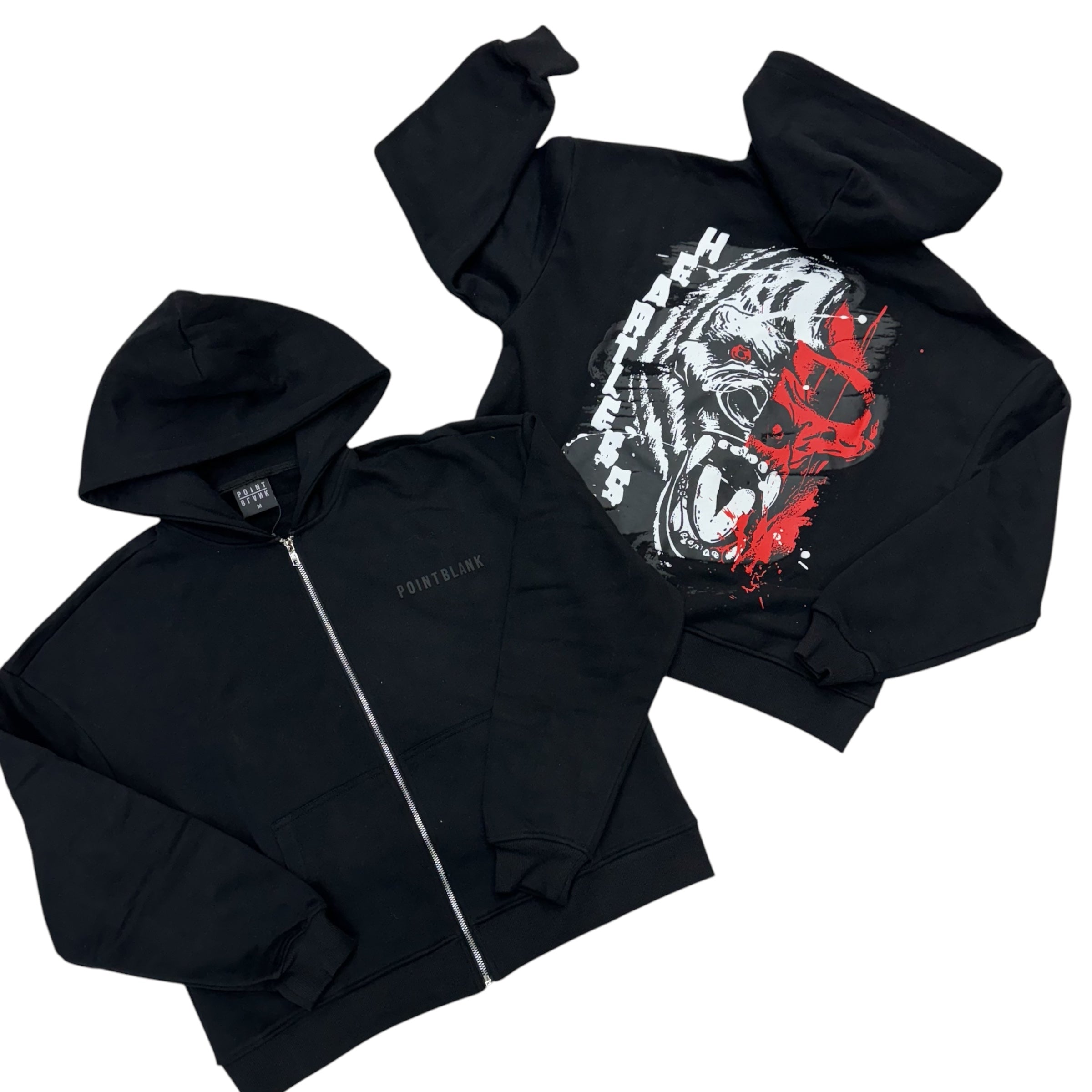 Point Blank Monster zip up hoodie Black