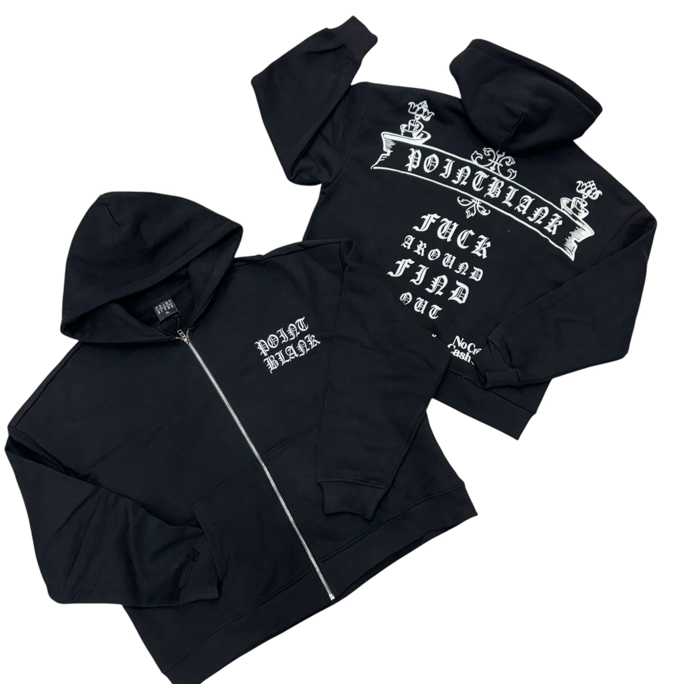 Point Blank Find Out  zip up hoodie Black