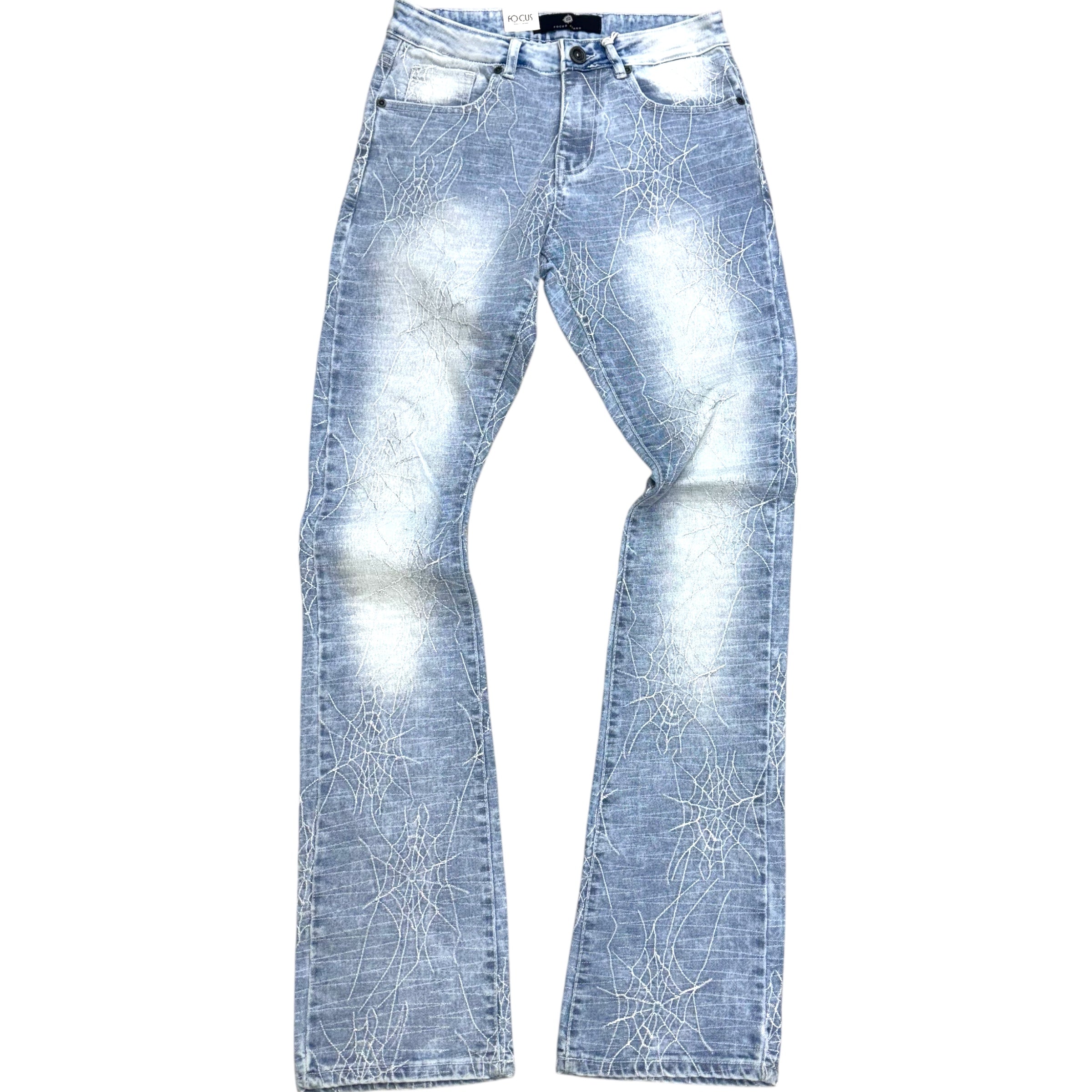 FO Stacked Spider EMB Jeans Ice Blue 3508