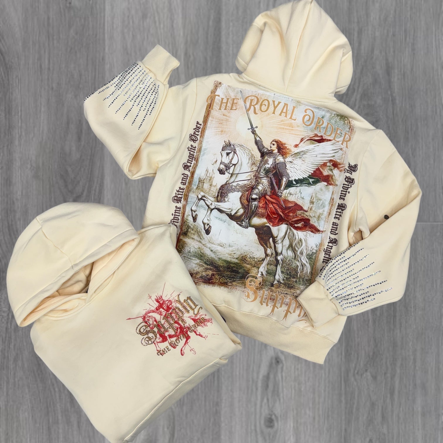 Supply - Royal Rhinestone Hoodie - Bone - 2540 (fits small)