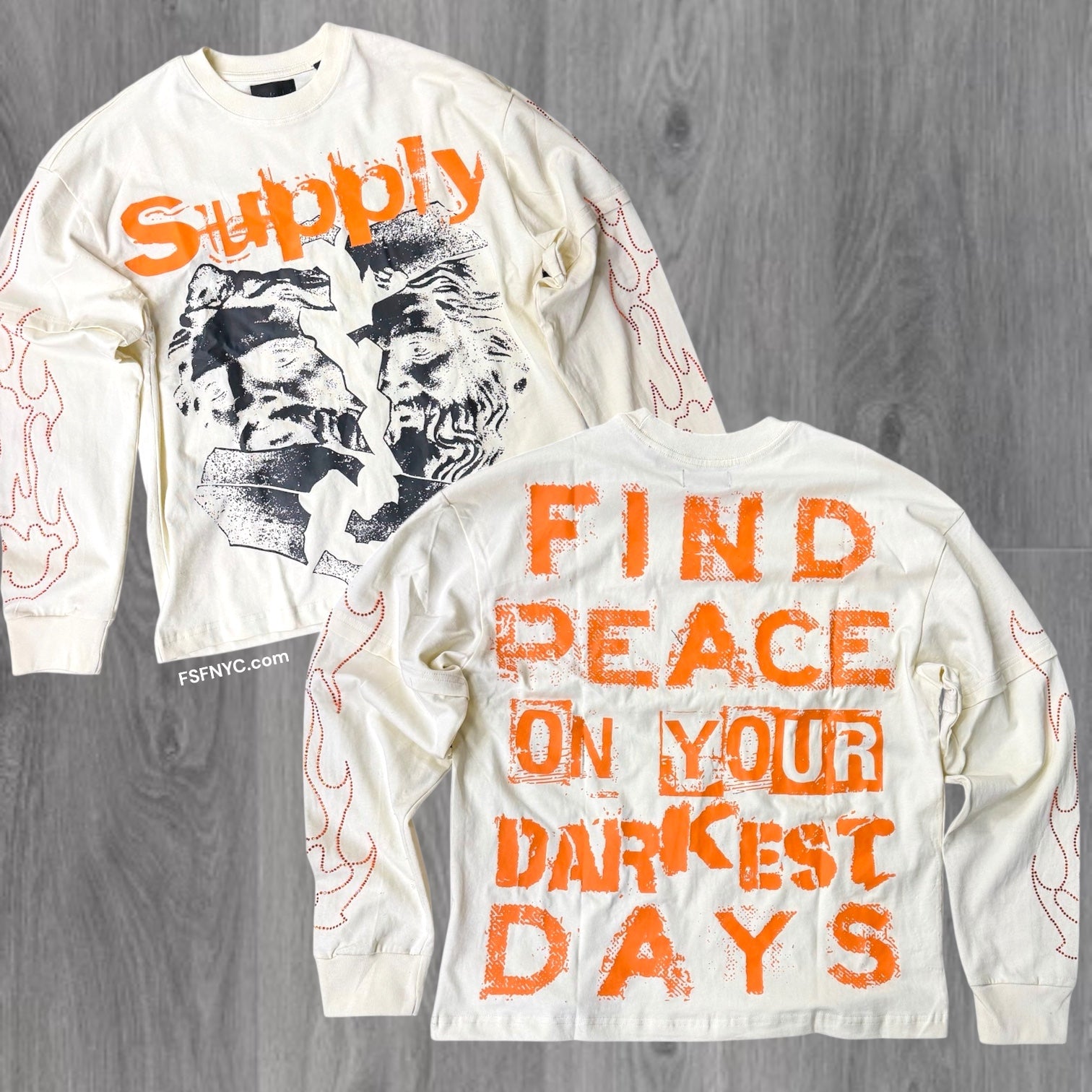 Supply - sinner Long Sleeve T-shirt - Bone - 2541