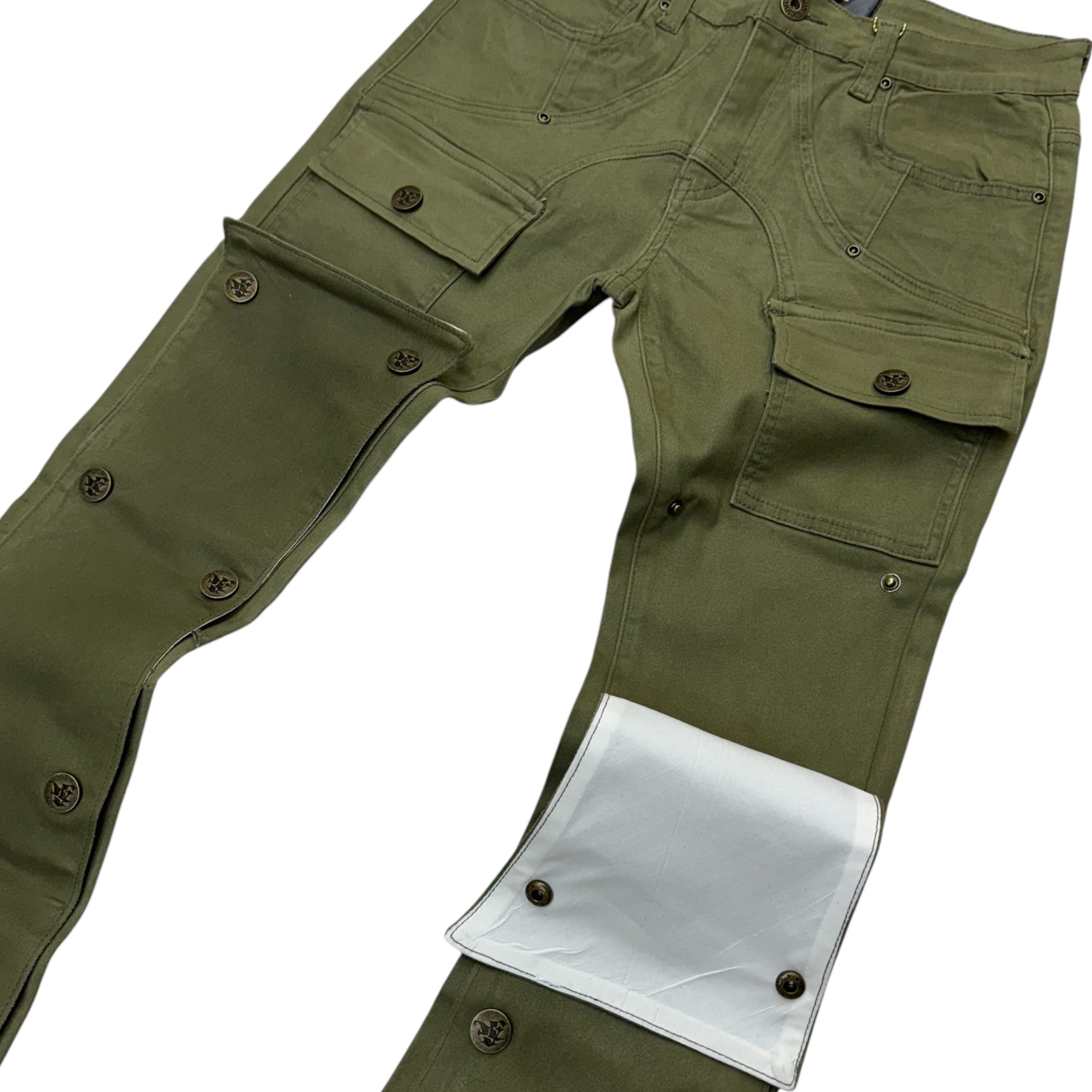 Vicious Stacked Waxed Button Denim Olive VC681