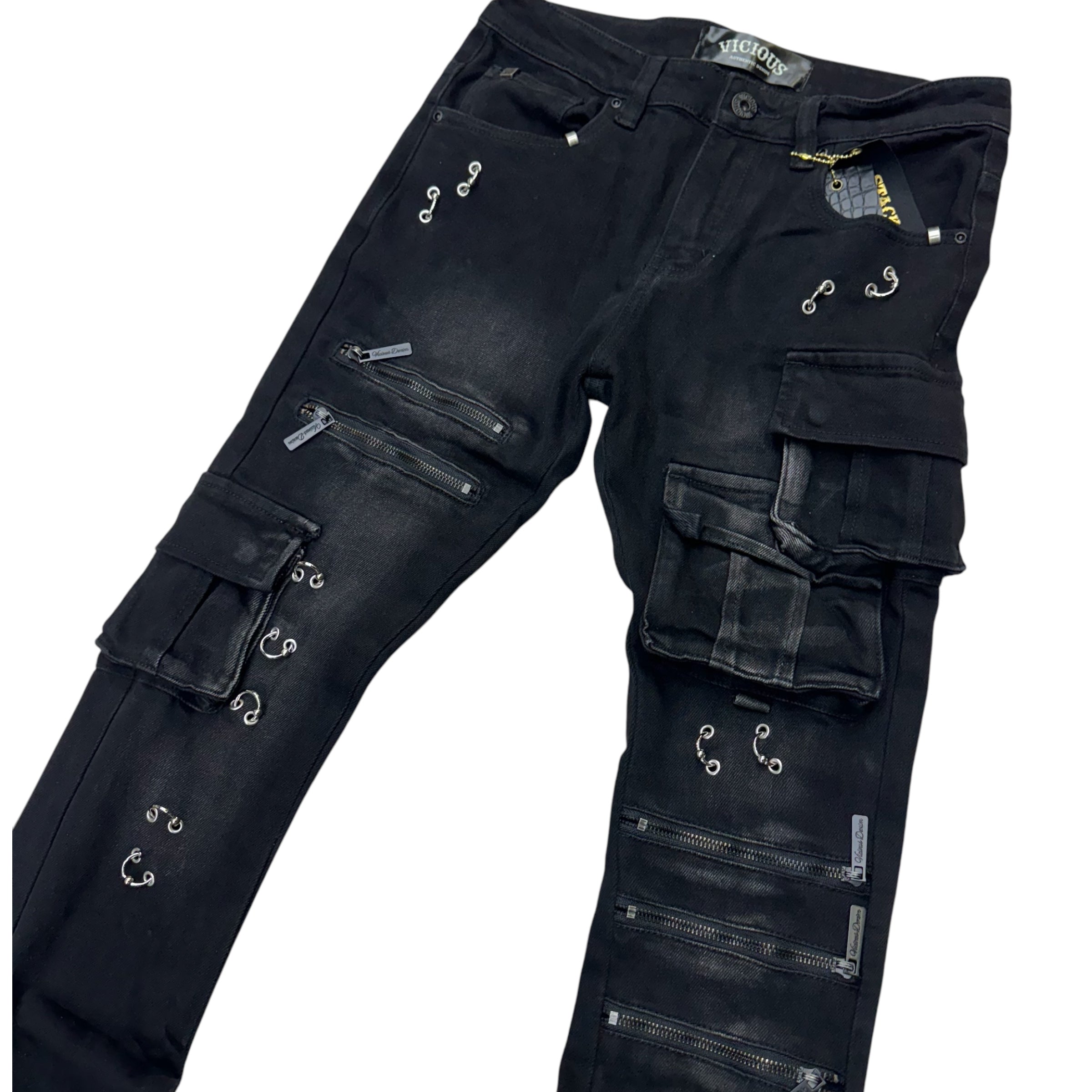 Vicious Stacked Fashion Denim Black VC673