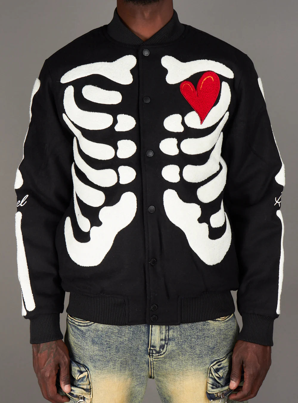 Skeleton Melton Jacket Black 531