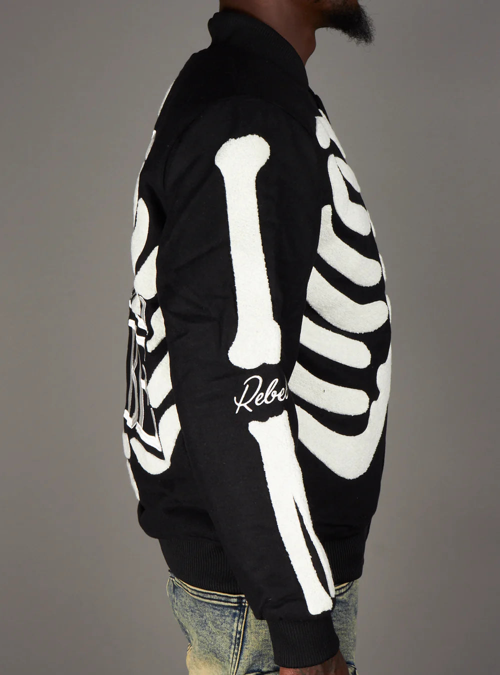 Skeleton Melton Jacket Black 531