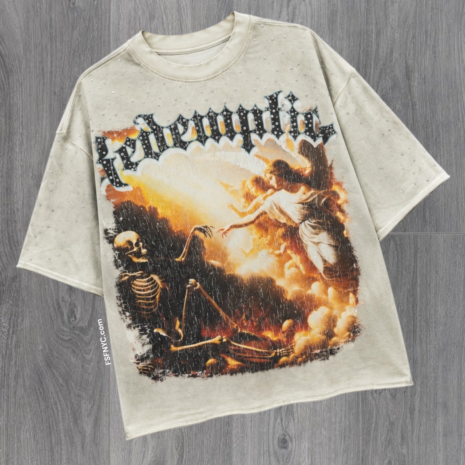Redemption Rhinestone T-shirt - Cream - 11130