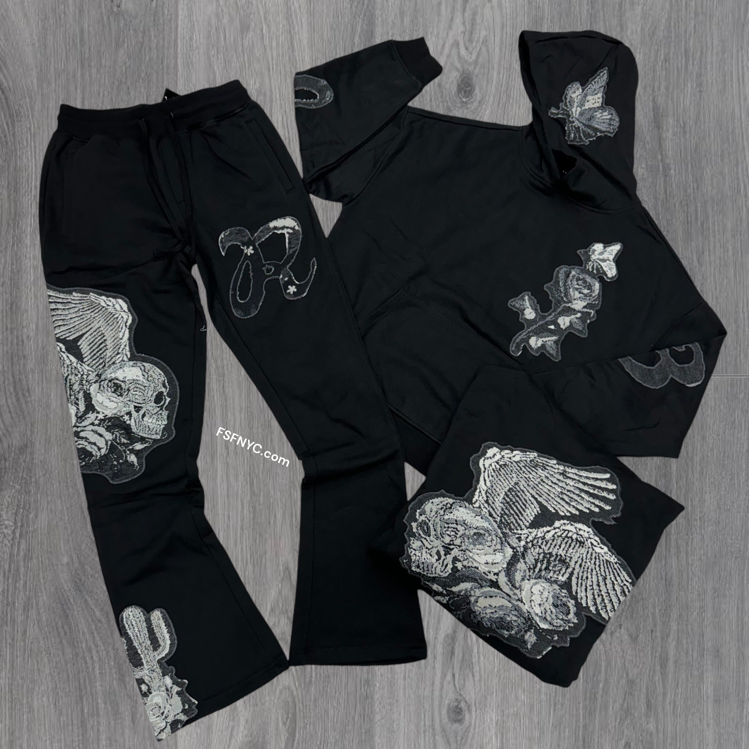 Stacked Sweat suit Black  452 352