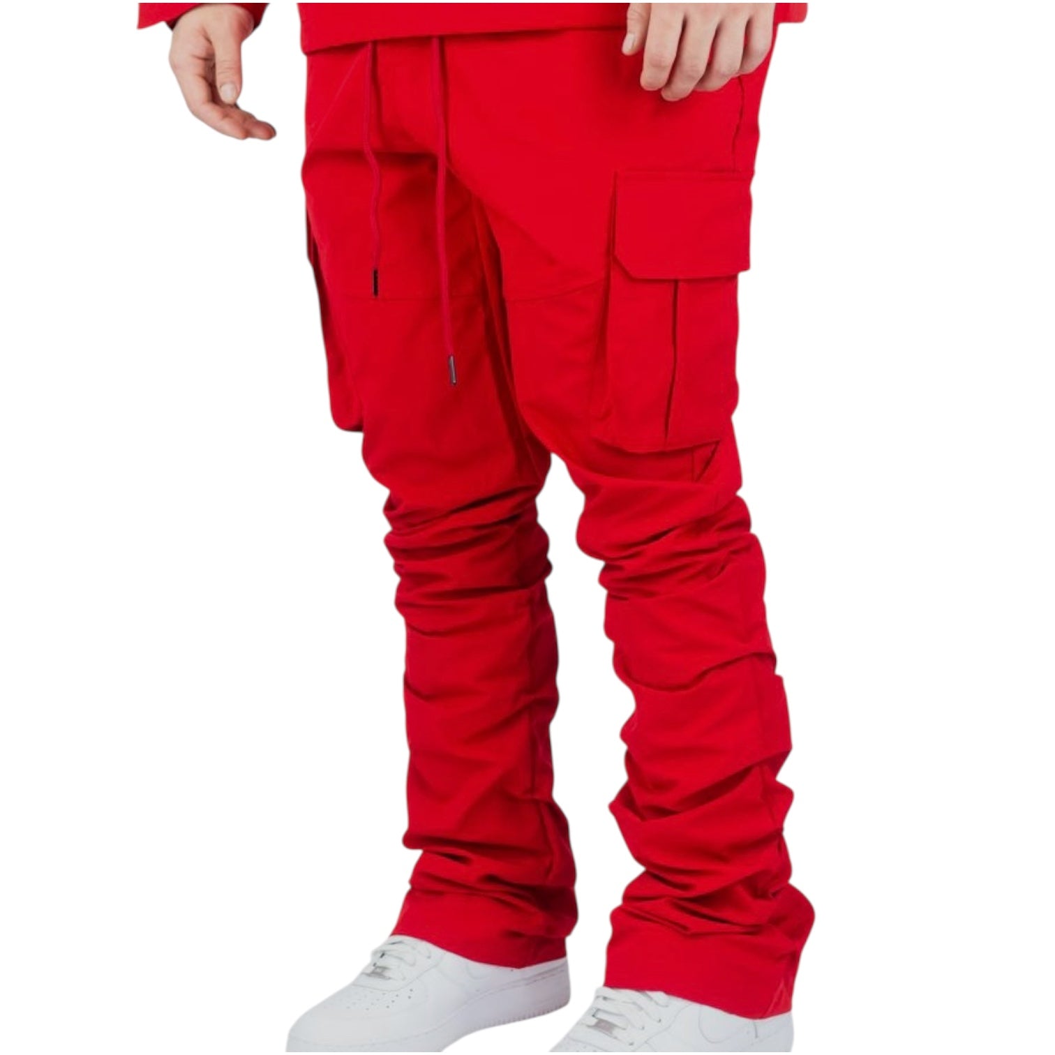 Rebel - Stacked Nylon Cargo Pants (Red) 422