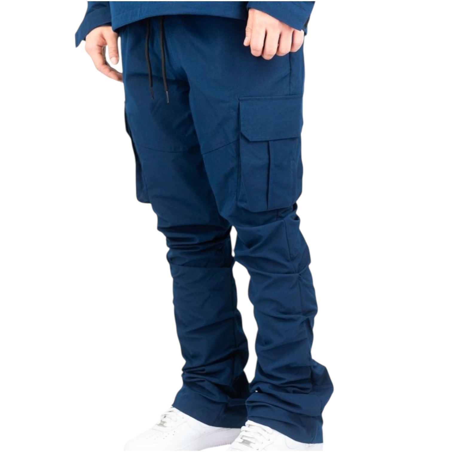 Rebel -Stacked Nylon Cargo Pants (Navy) 422