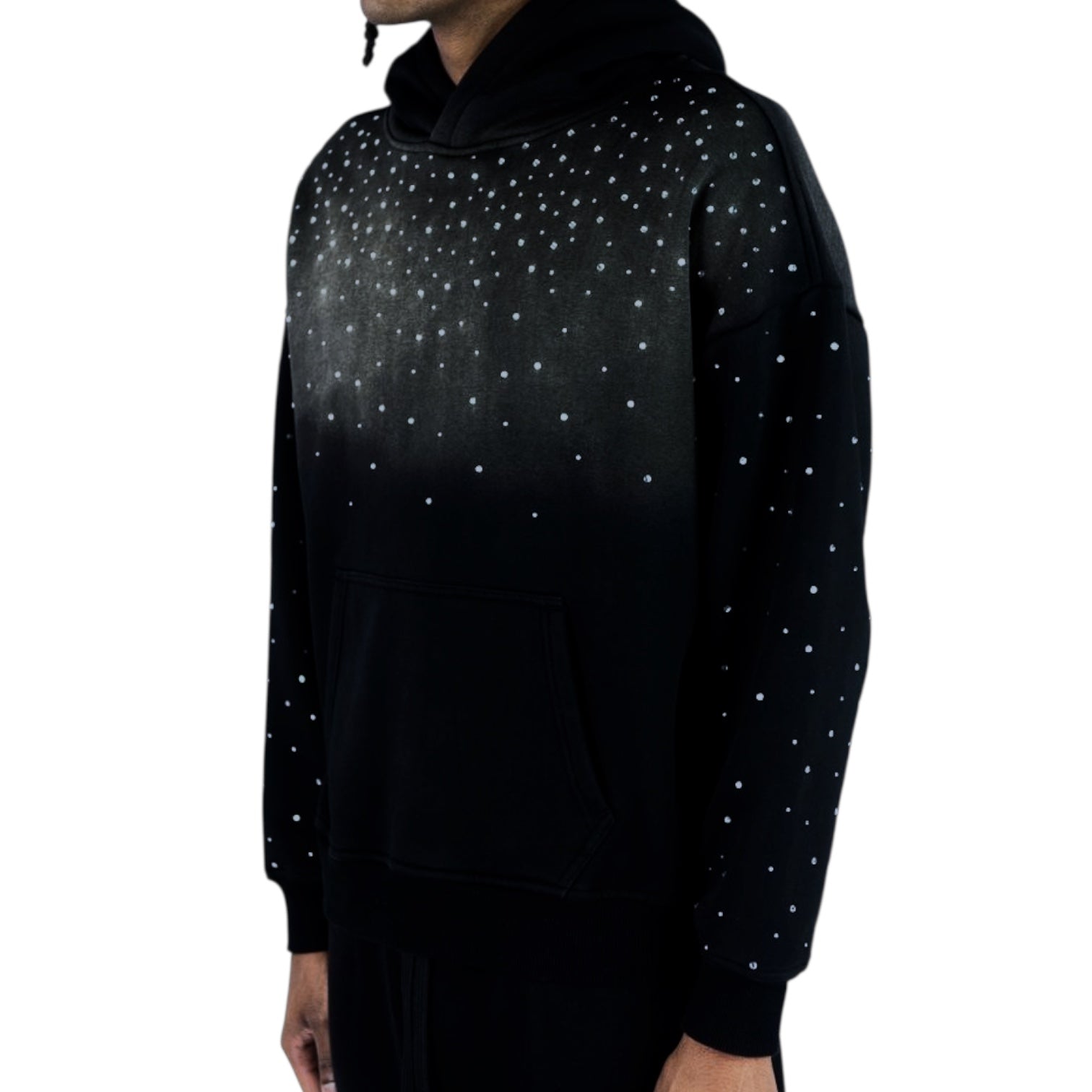 Rebel - Rhinestone Pullover Hoodie - Black - 386 486