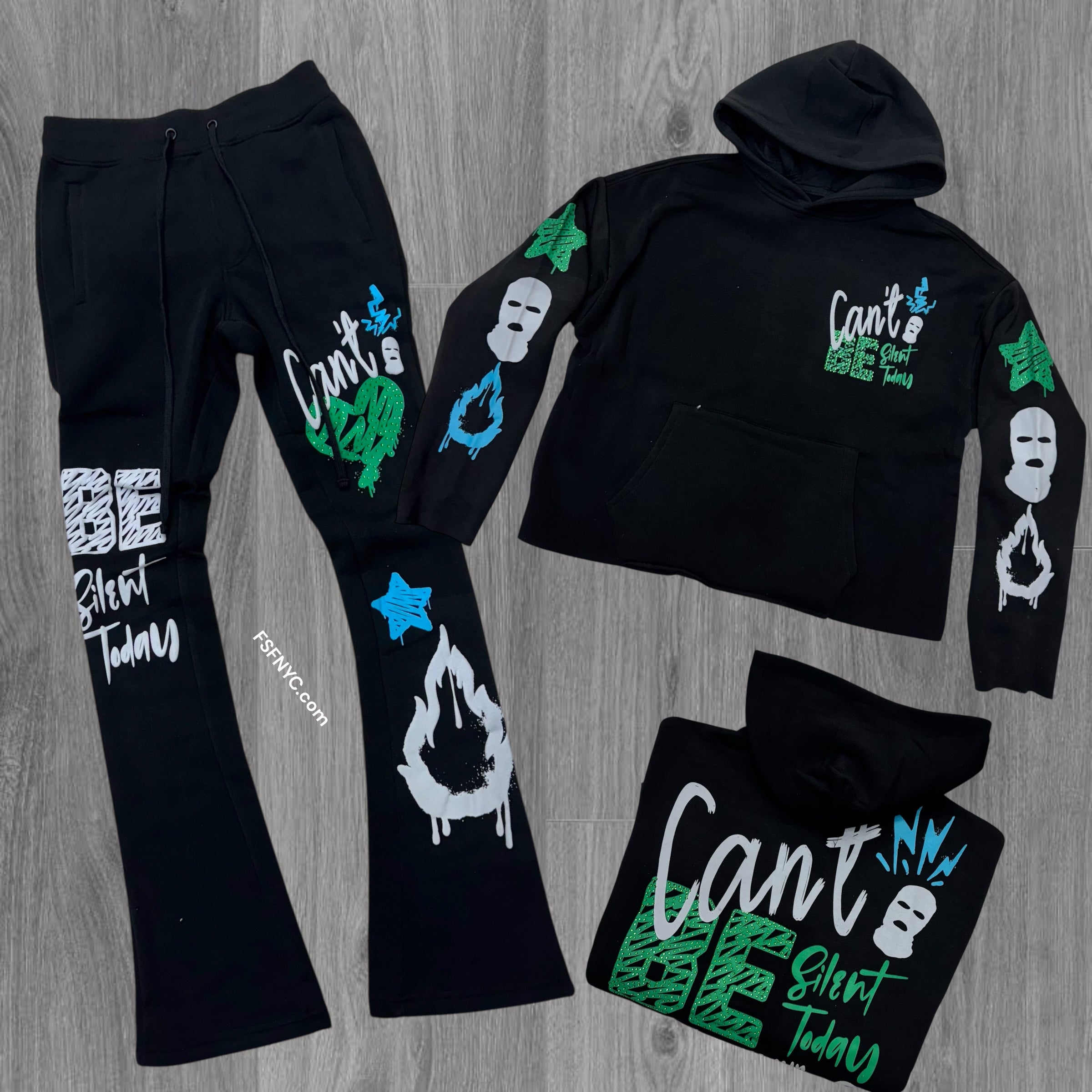 Rebel - Stacked Can’t Be Sweat Suit - Black - 317 417