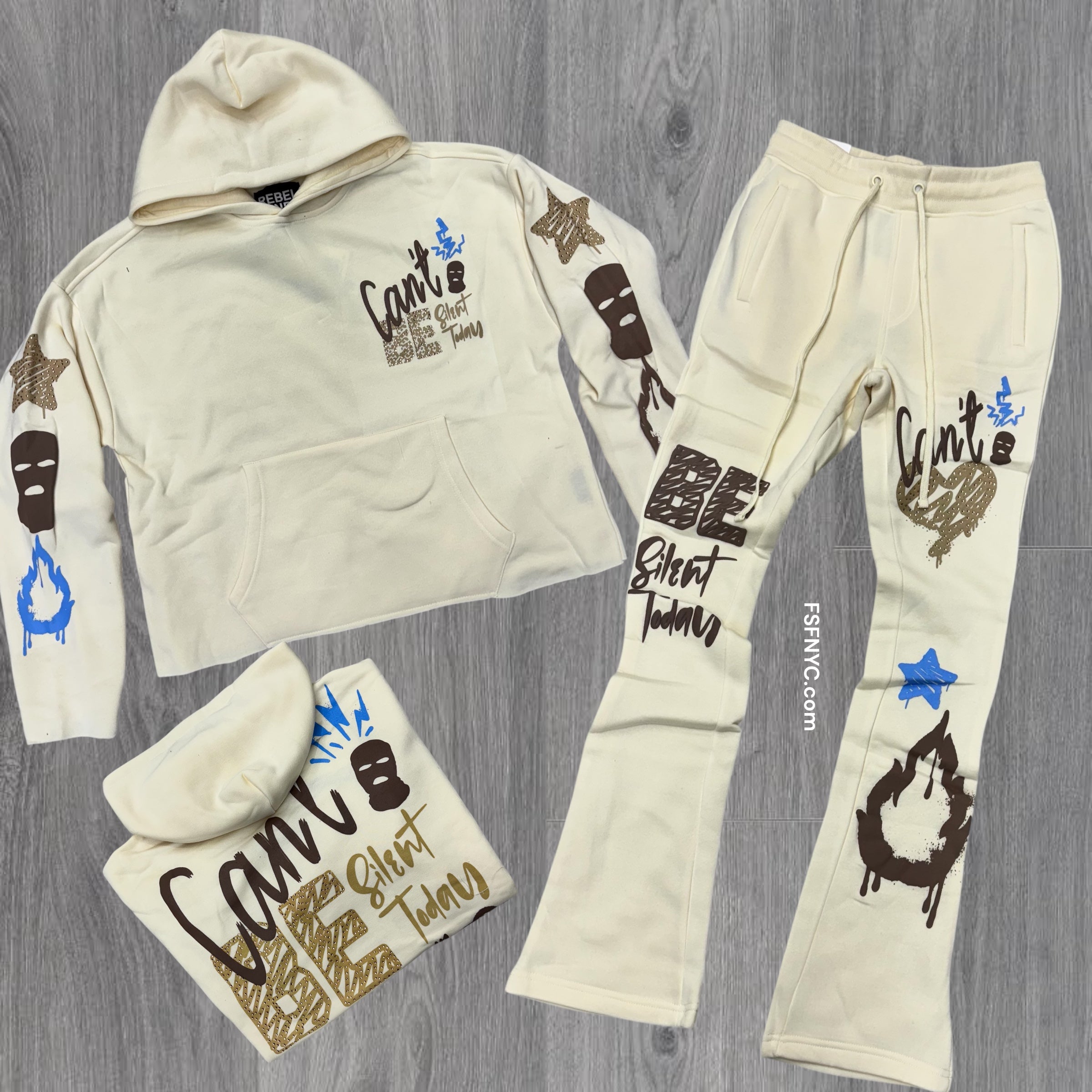 Rebel - Stacked Can’t Be Sweat Suit - Cream - 317 417