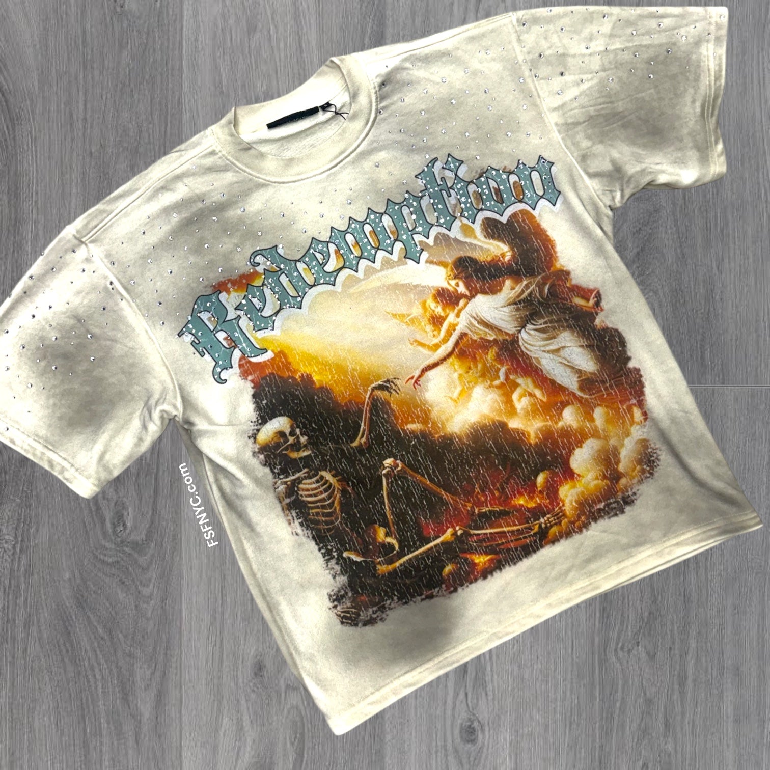 Redemption Rhinestone T-shirt - Cream - 11130