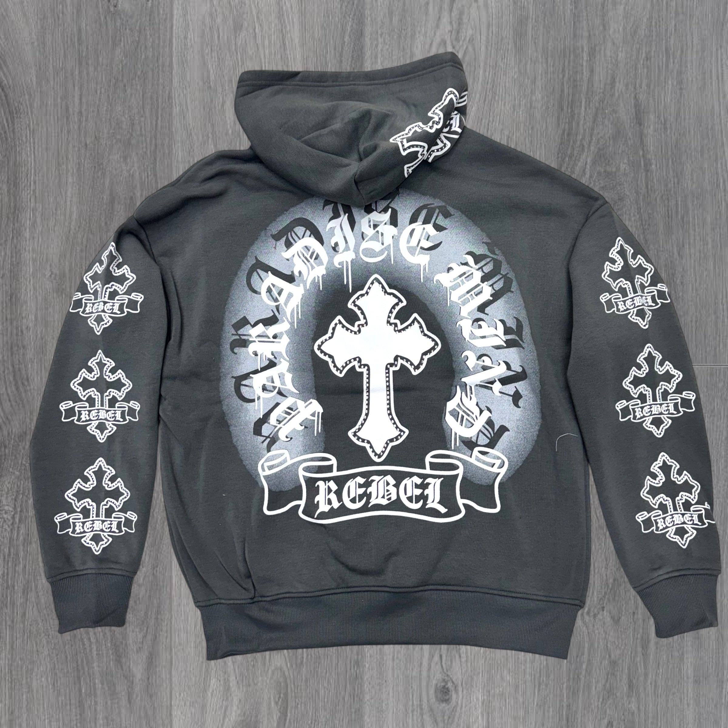 Rebel - Stacked Cross Zip Hood Sweat Suit - DK.Grey - 328 428